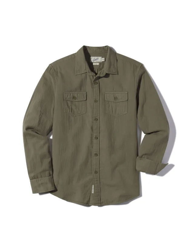 Brando Lightweight Double Cloth Shirt - Military Olive sold by Grayers