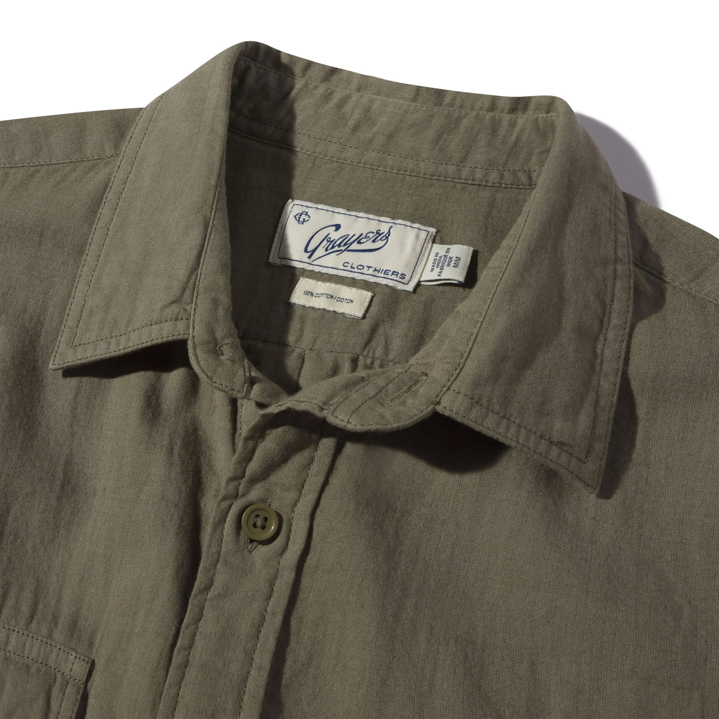 Brando Lightweight Double Cloth Shirt - Military Olive sold by Grayers product image thumbnail 3