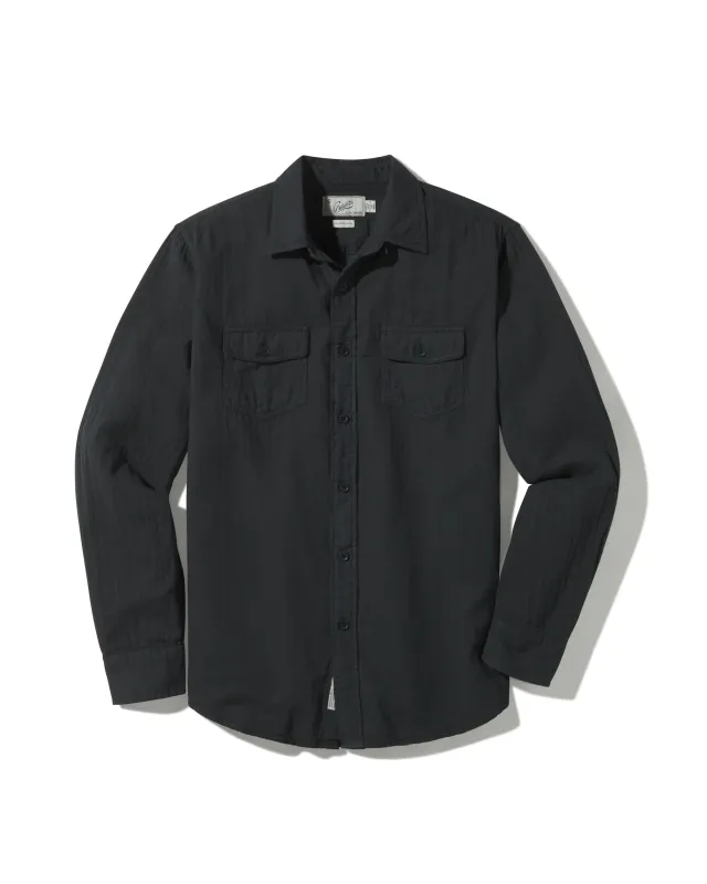 Brando Lightweight Double Cloth Shirt - Washed Black sold by Grayers
