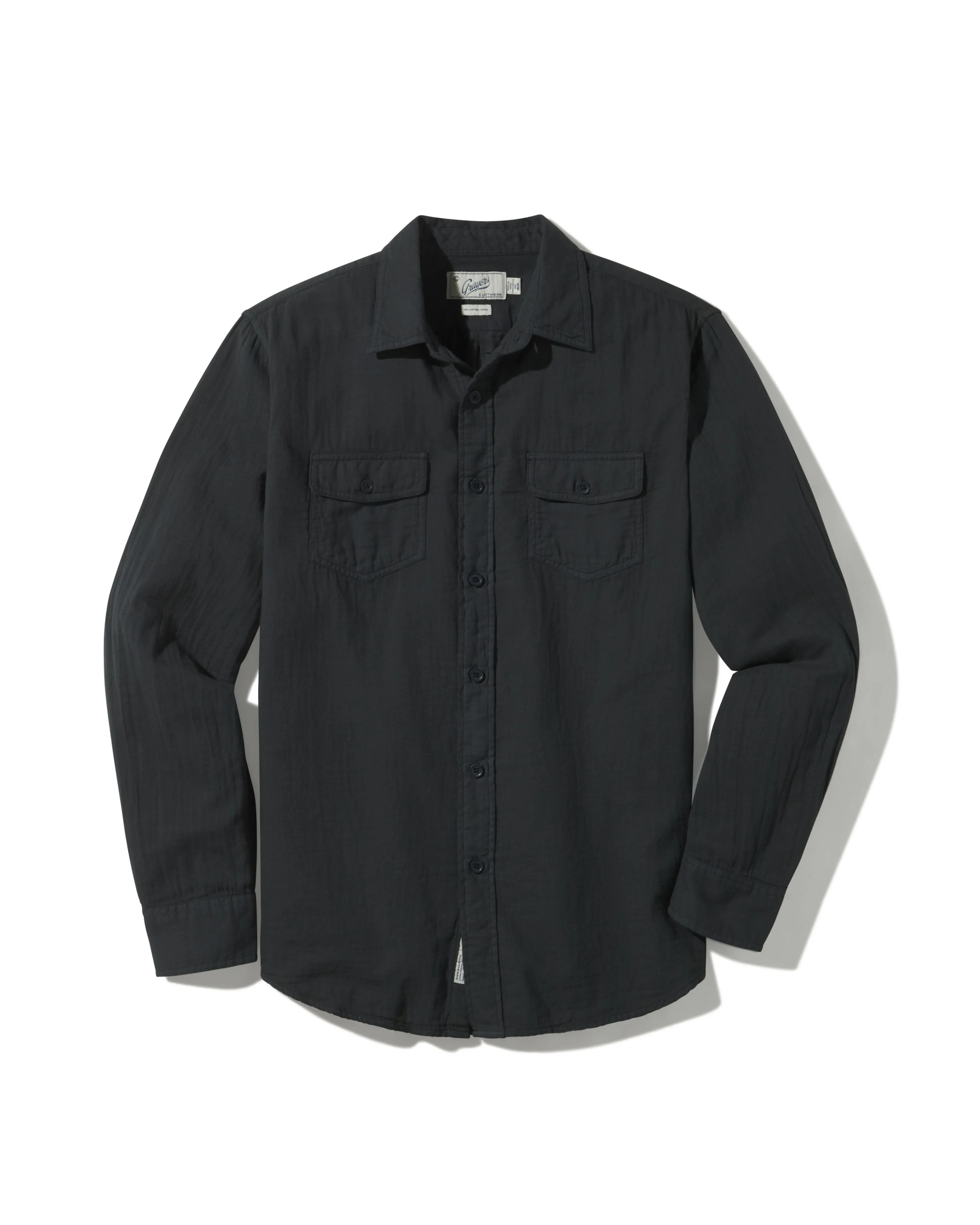 Brando Lightweight Double Cloth Shirt - Washed Black sold by Grayers