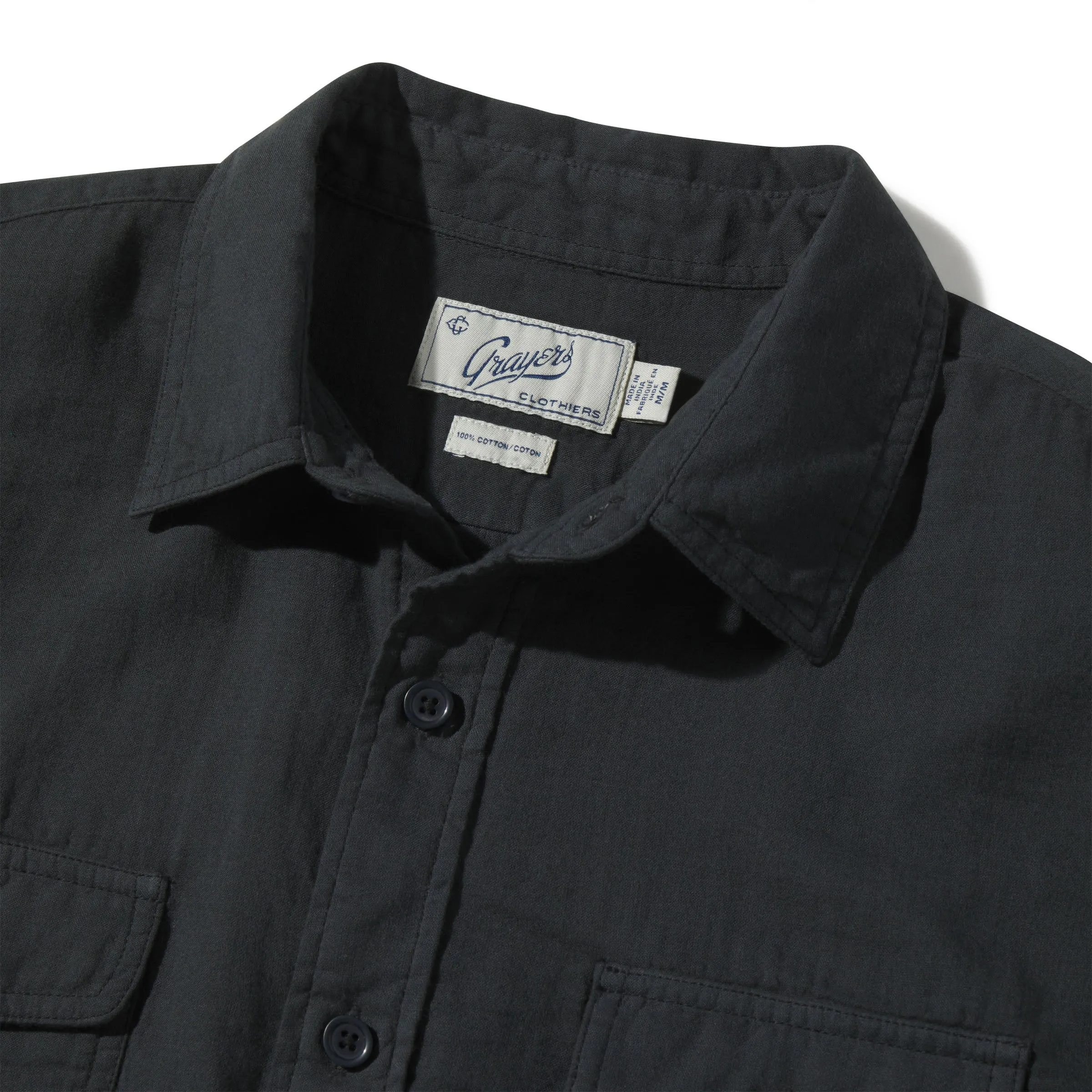Brando Lightweight Double Cloth Shirt - Washed Black sold by Grayers product image thumbnail 3