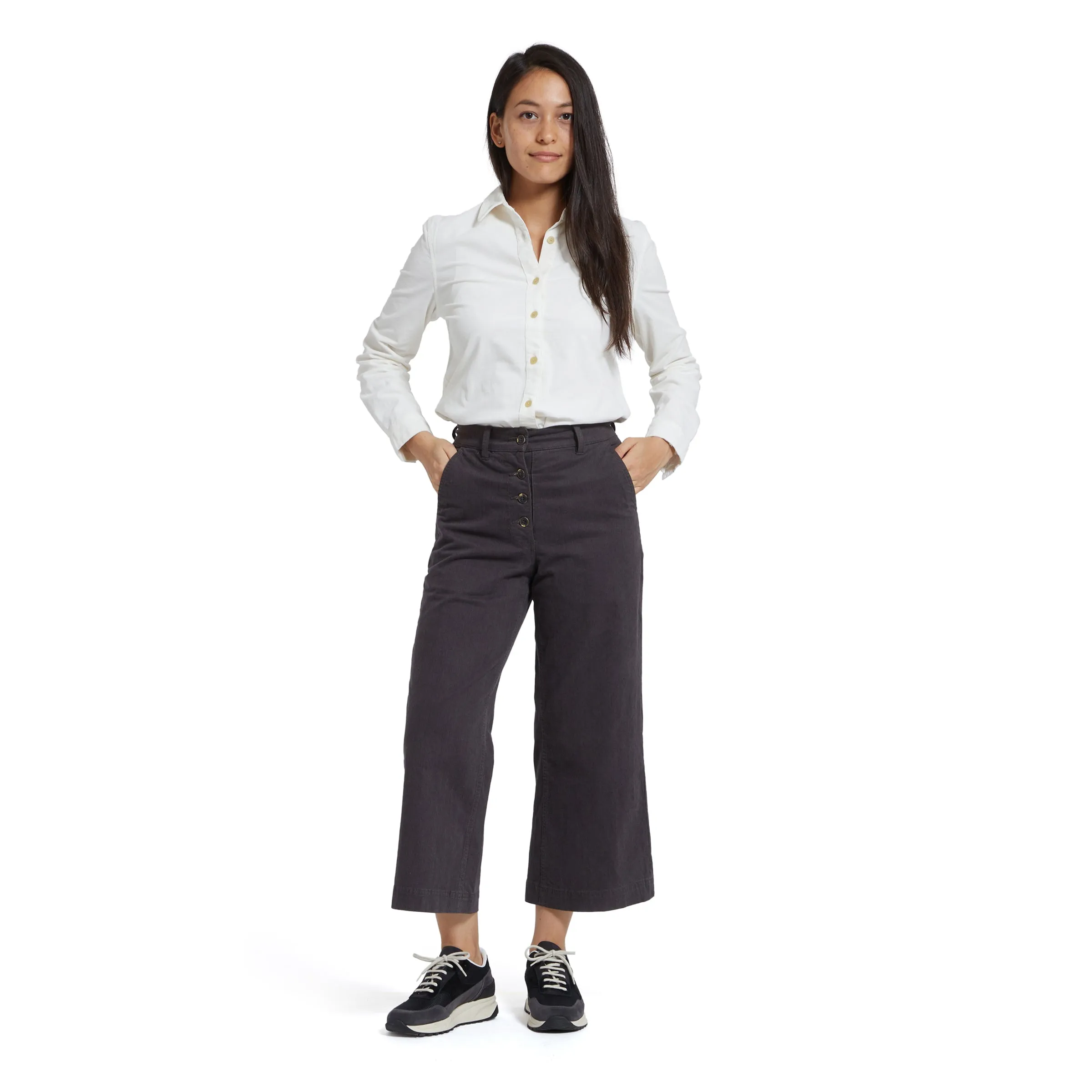 Sylvie Stretch Twill Wide Leg Crop - Burnt Umber (Final Sale) sold by Grayers product image thumbnail 2