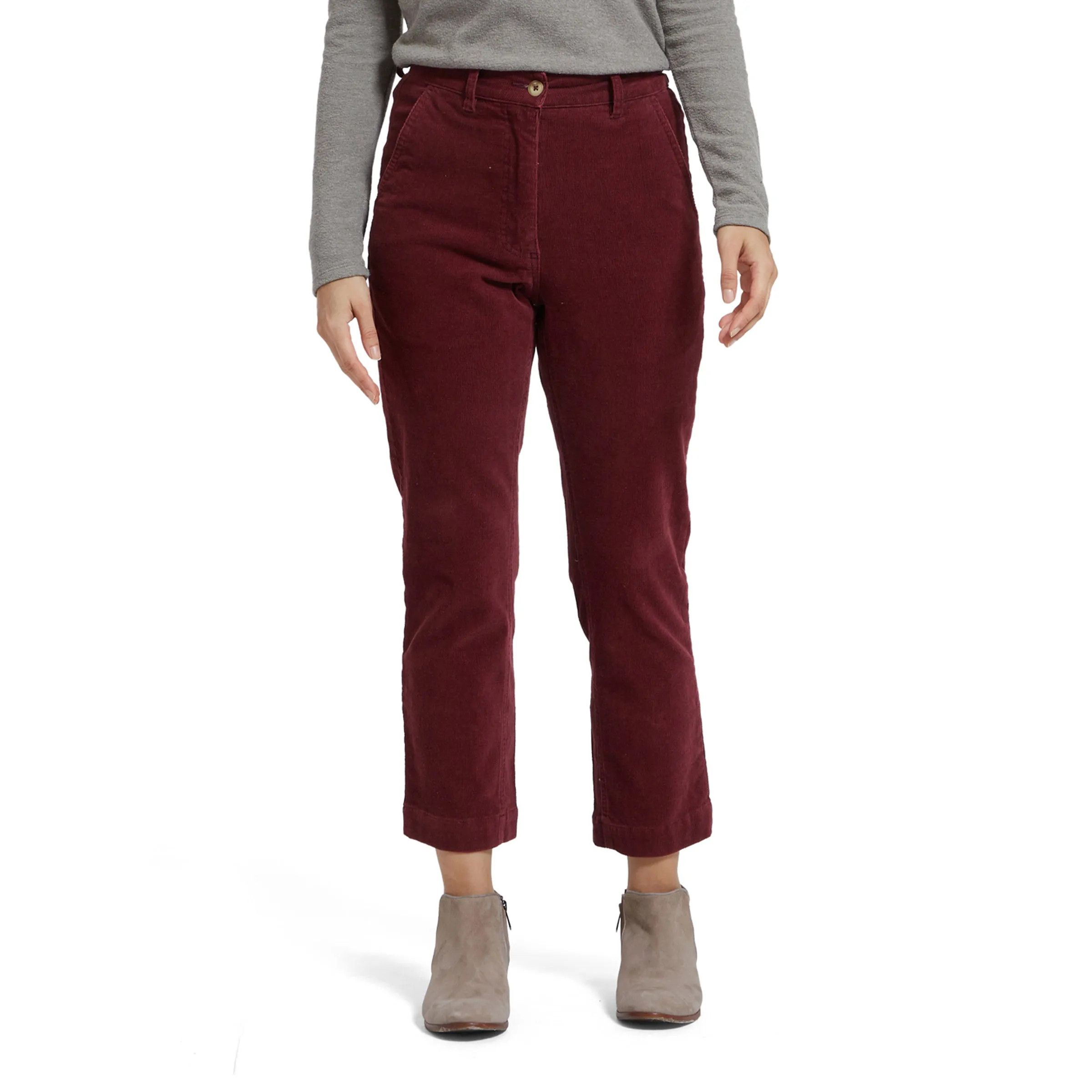 Tracy Slim Ankle Stretch Corduroy Pants - Burgundy (Final Sale) sold by Grayers product image thumbnail 3