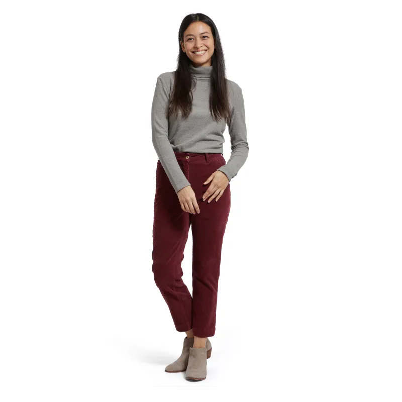 Tracy Slim Ankle Stretch Corduroy Pants - Burgundy (Final Sale) sold by Grayers