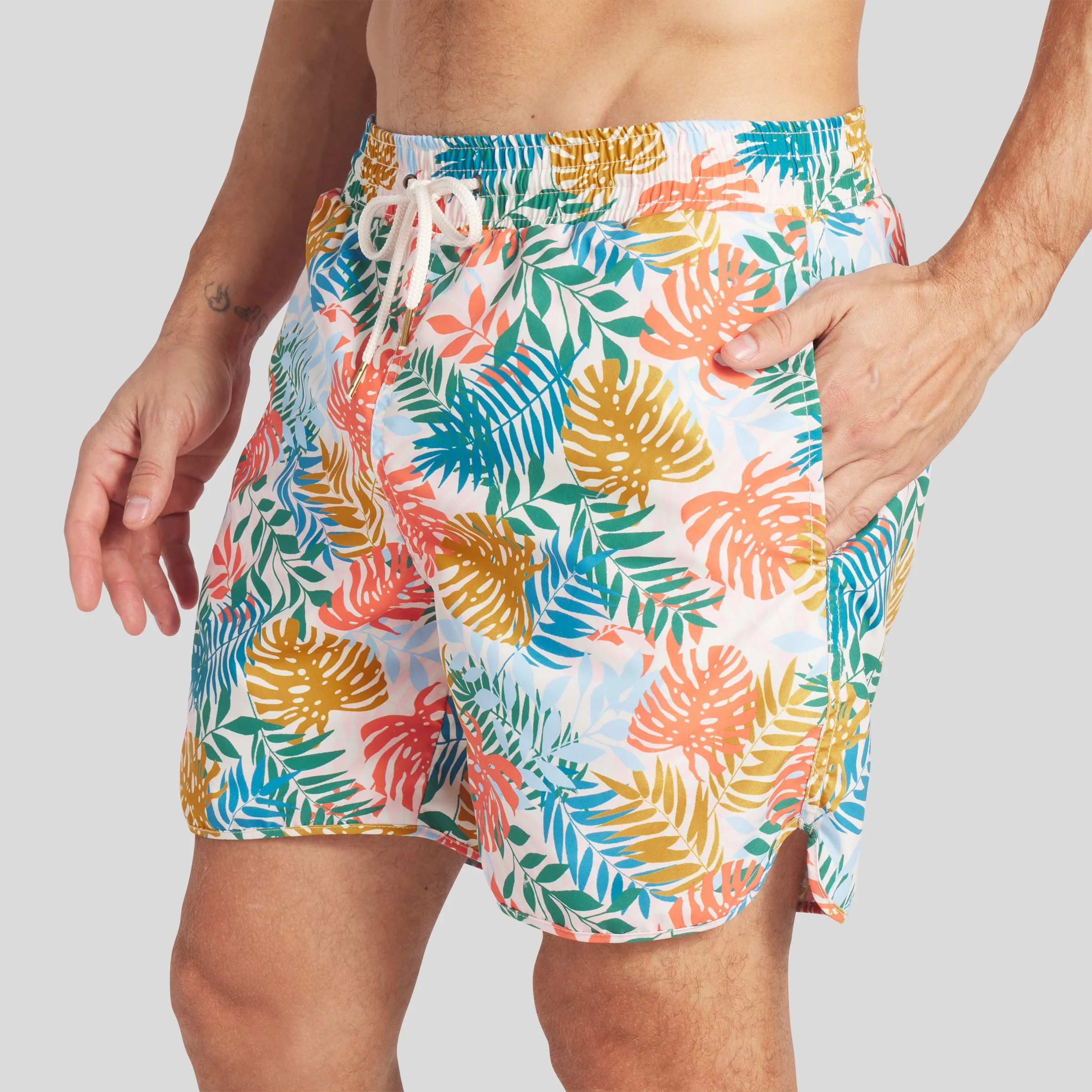 Tropical Leaf Eco Swim Trunk 8" - Multi Color sold by Grayers product image thumbnail 5