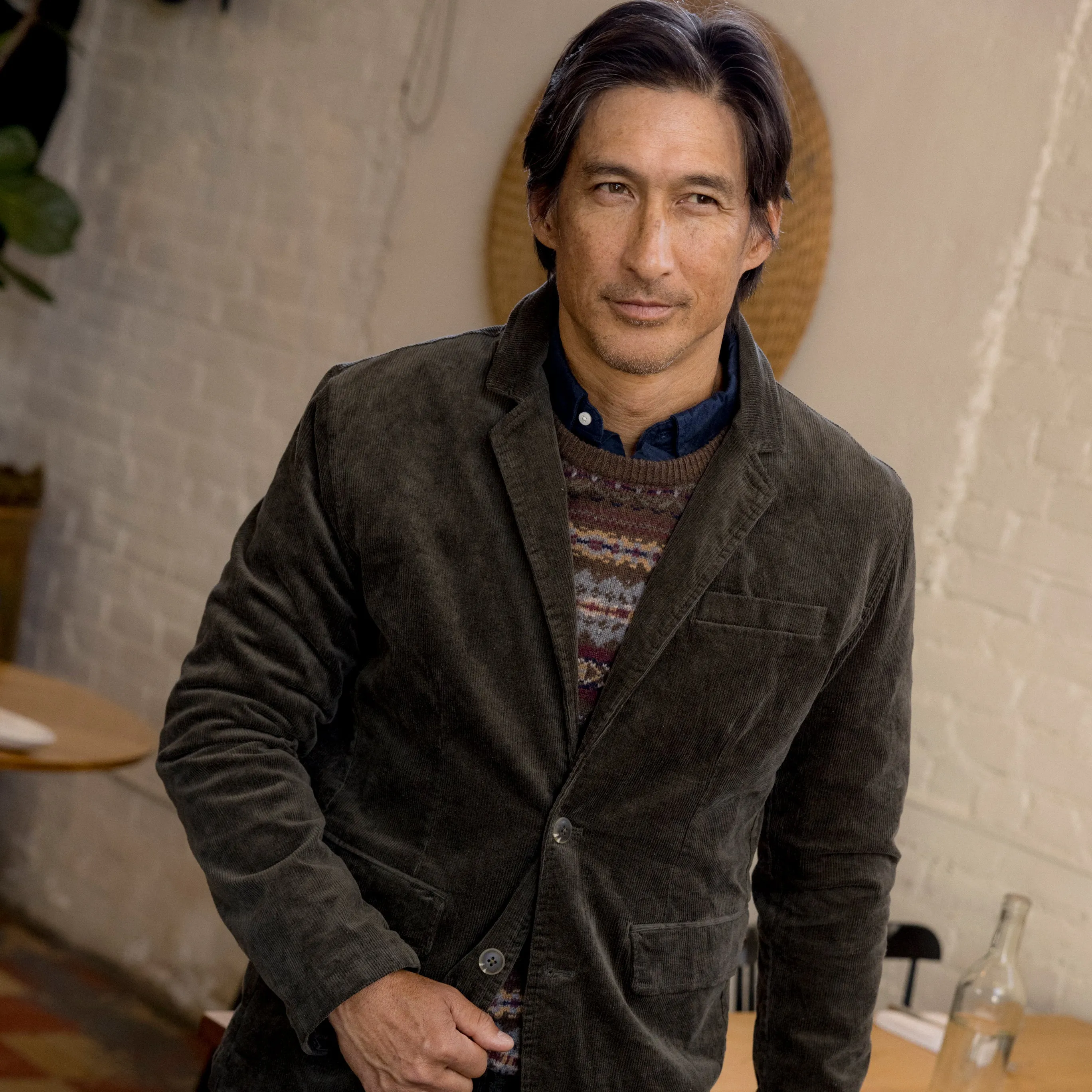 Corduroy Stretch Slim Fit Blazer - Dark Olive sold by Grayers product image thumbnail 3