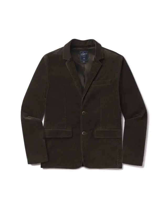 Corduroy Stretch Slim Fit Blazer - Dark Olive sold by Grayers