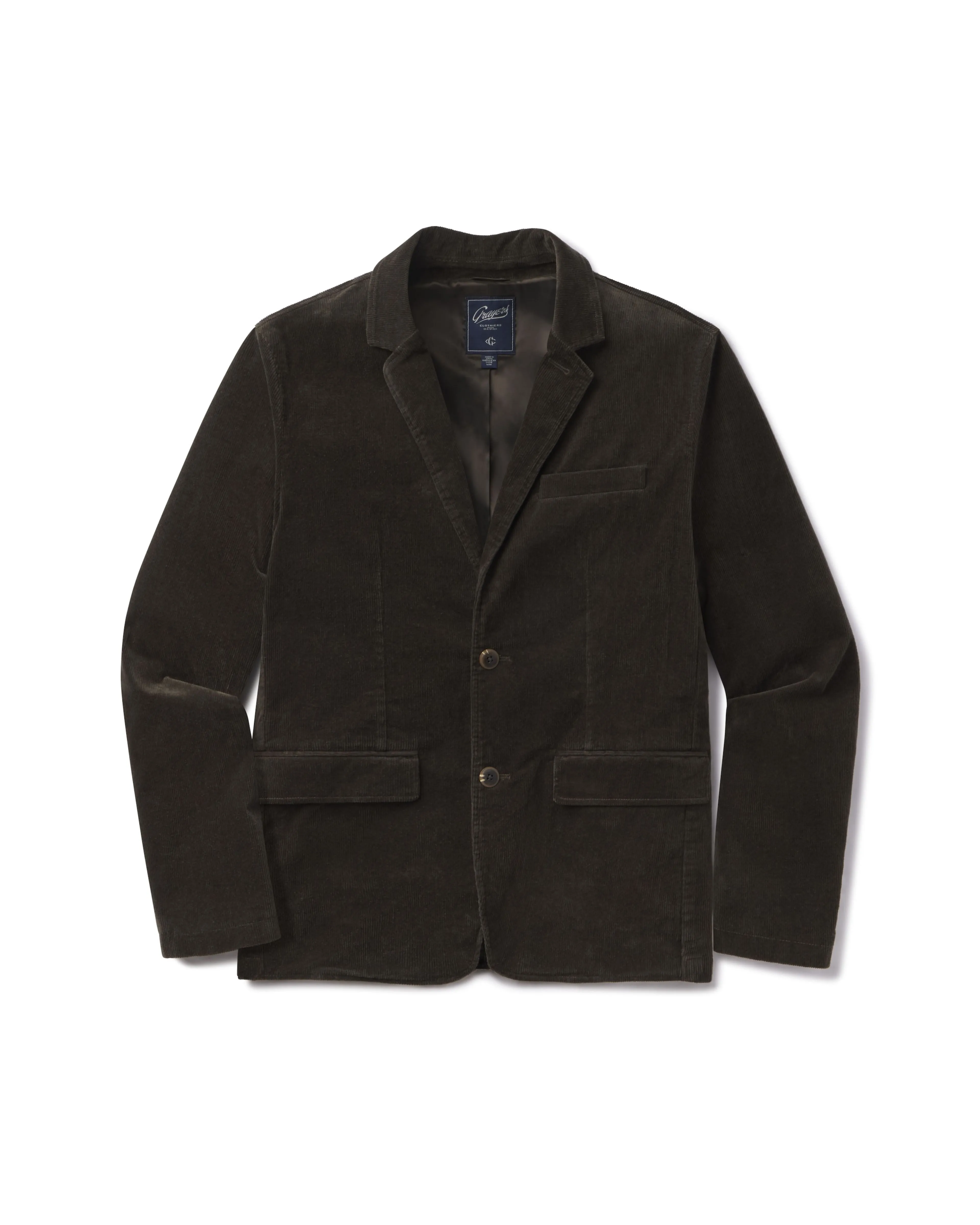 Corduroy Stretch Slim Fit Blazer - Dark Olive sold by Grayers