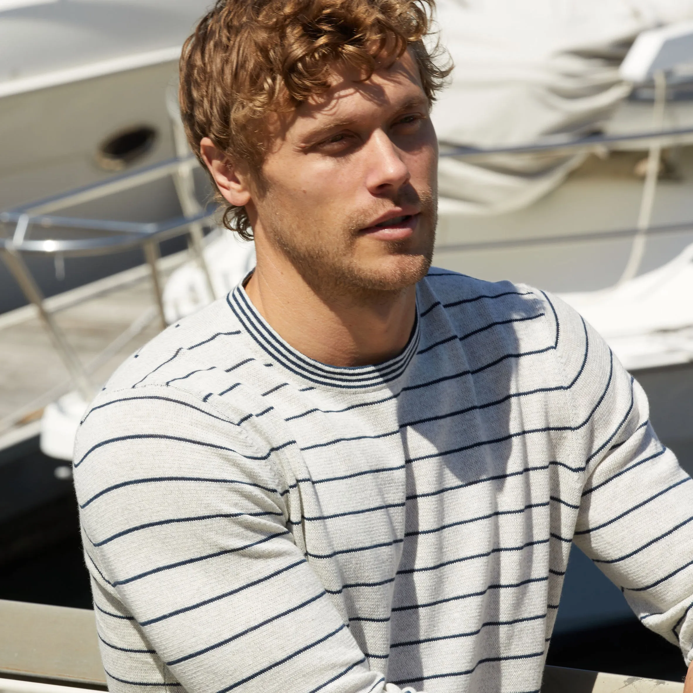 Nautical Stripe Crew Neck - White Navy Stripe sold by Grayers product image thumbnail 5