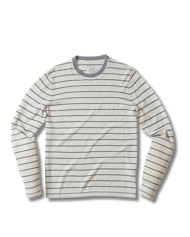 Nautical Stripe Crew Neck - White Navy Stripe sold by Grayers