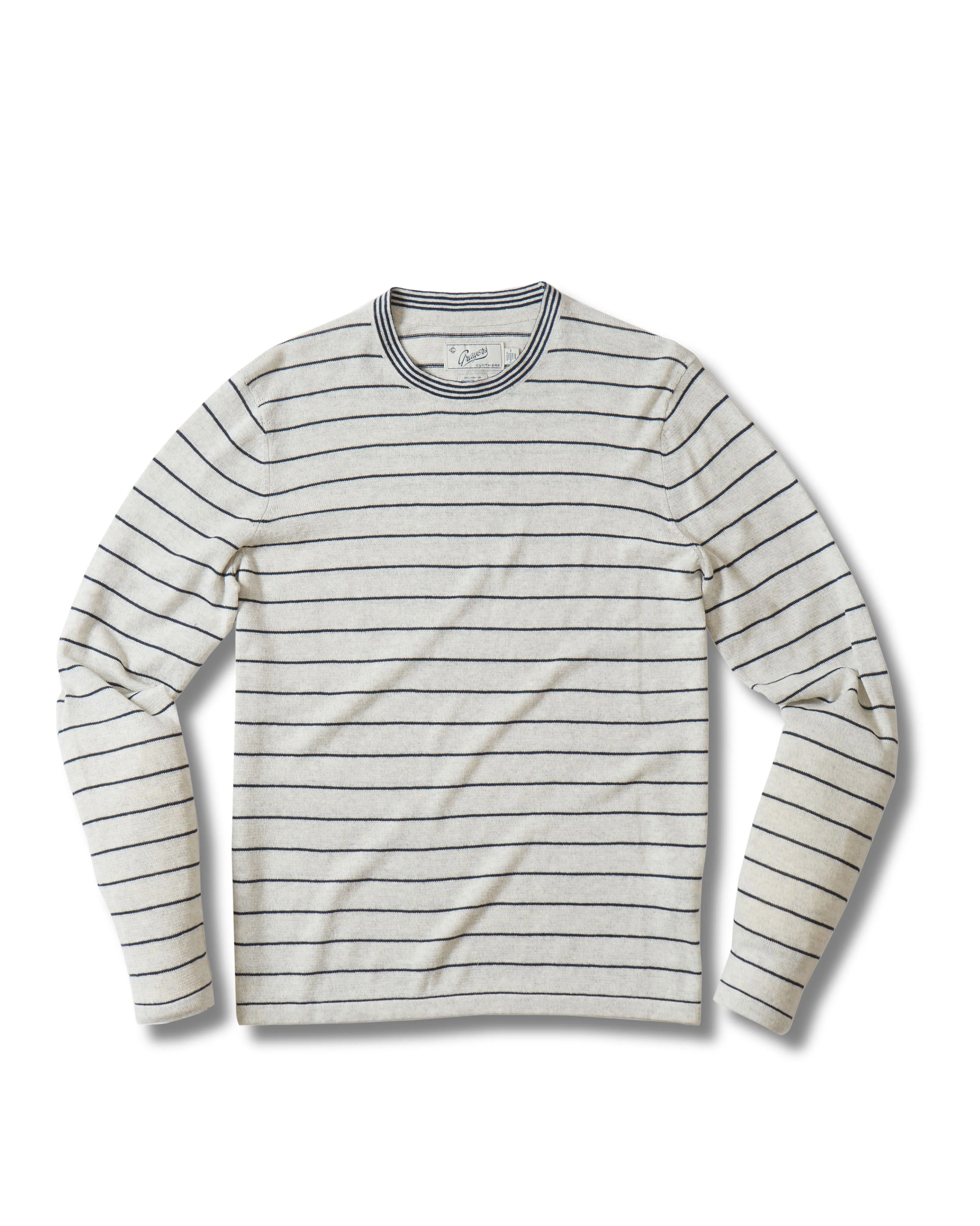 Nautical Stripe Crew Neck - White Navy Stripe sold by Grayers