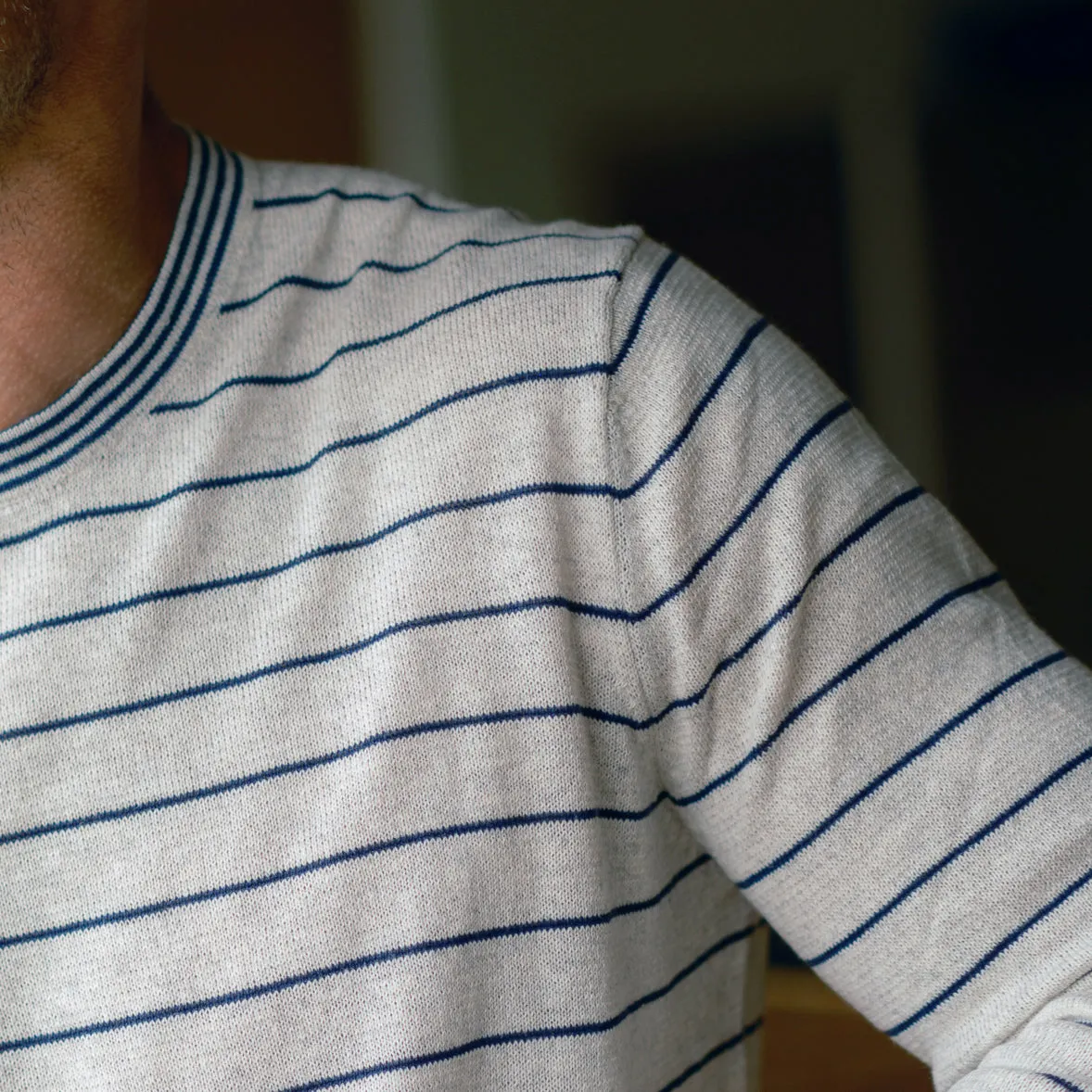 Nautical Stripe Crew Neck - White Navy Stripe sold by Grayers product image thumbnail 3