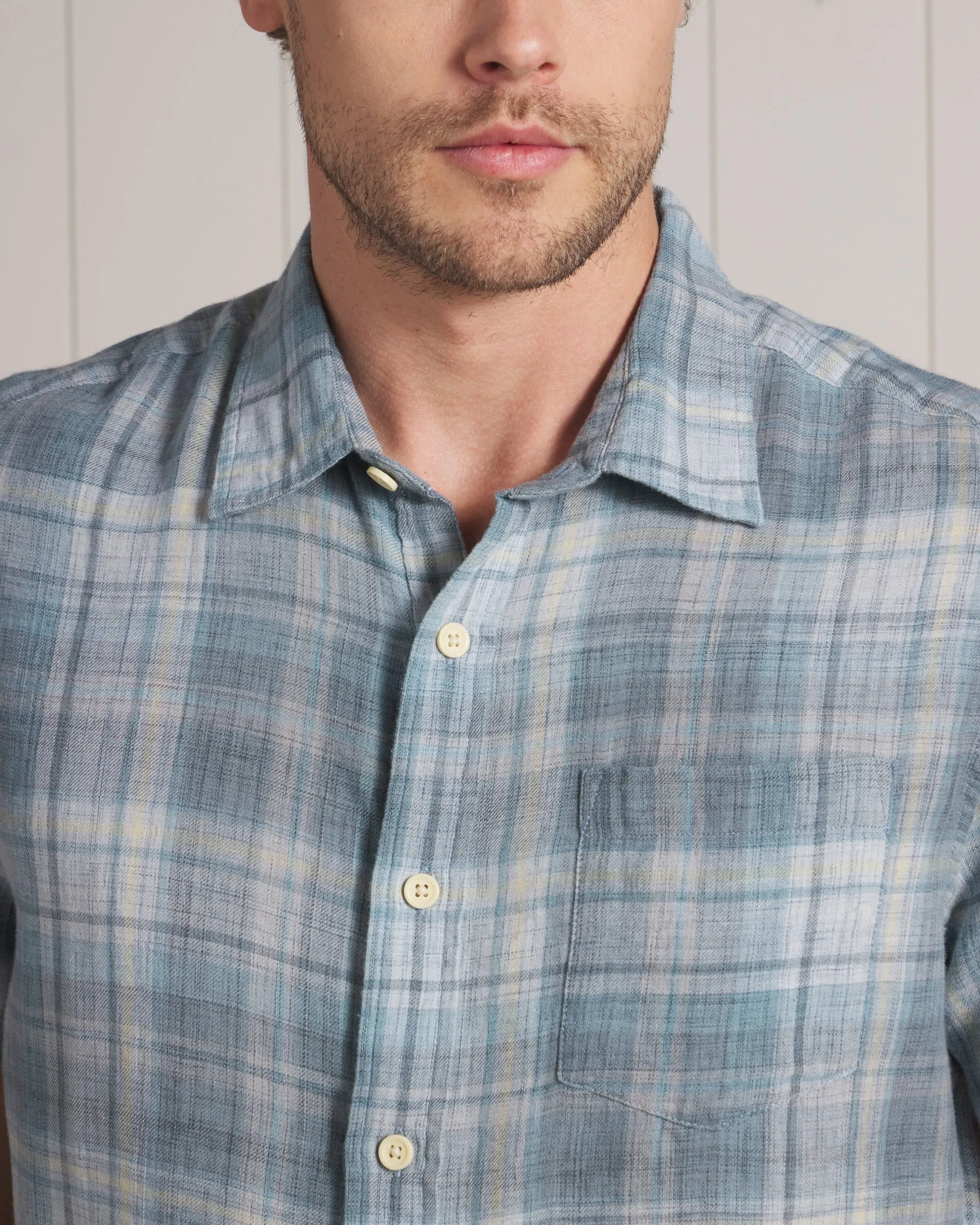 Madras Power Loom Twill Short Sleeve Shirt - Blue Tones sold by Grayers product image thumbnail 5