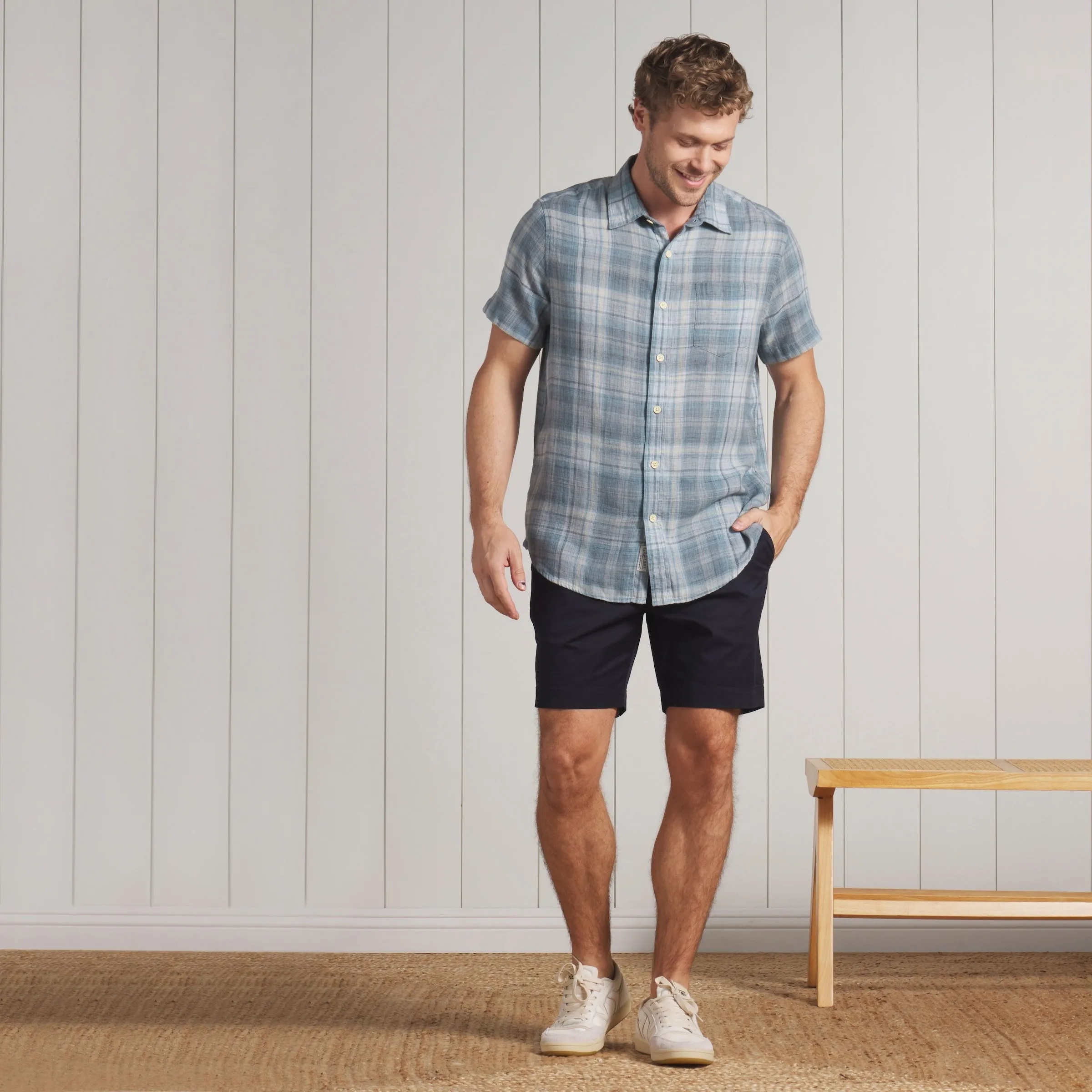 Madras Power Loom Twill Short Sleeve Shirt - Blue Tones sold by Grayers product image thumbnail 4