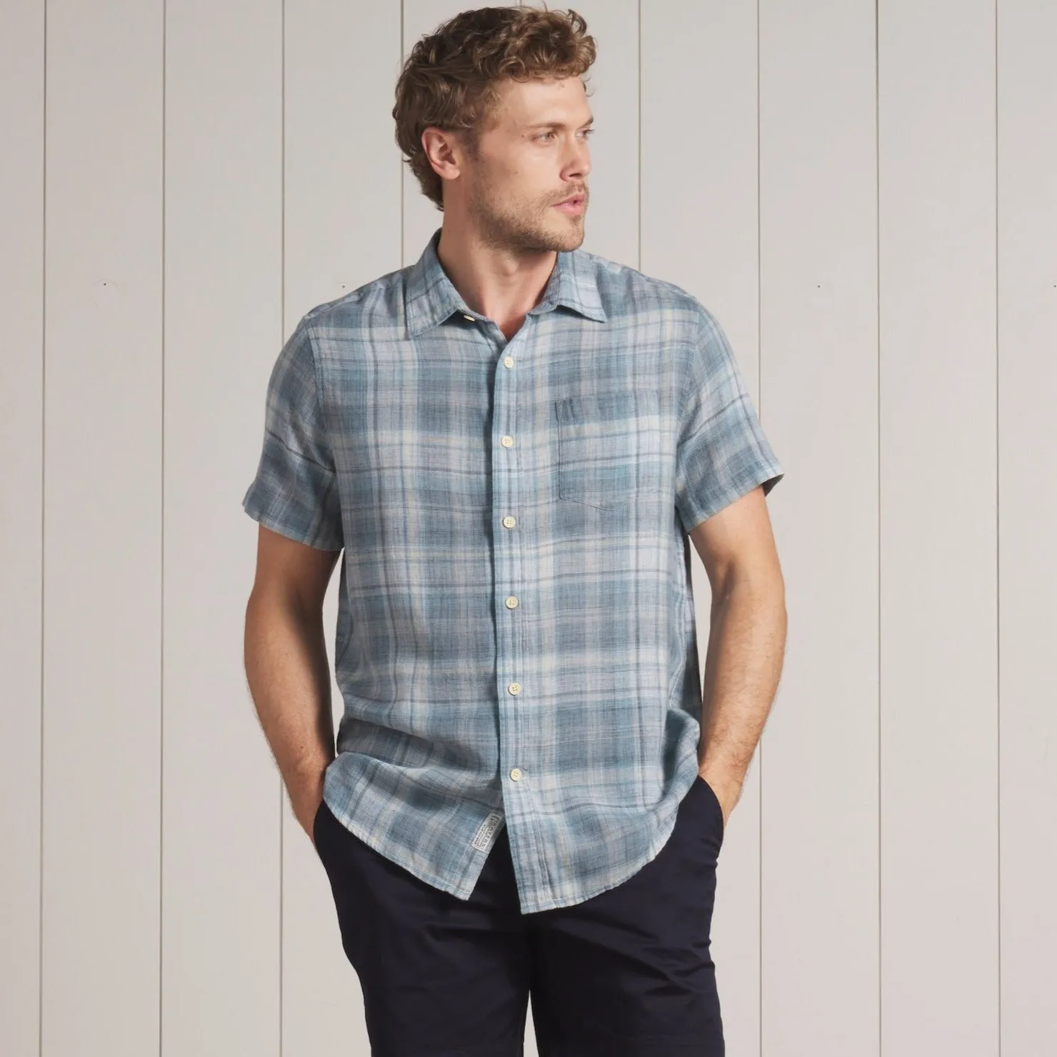 Madras Power Loom Twill Short Sleeve Shirt - Blue Tones sold by Grayers product image thumbnail 3