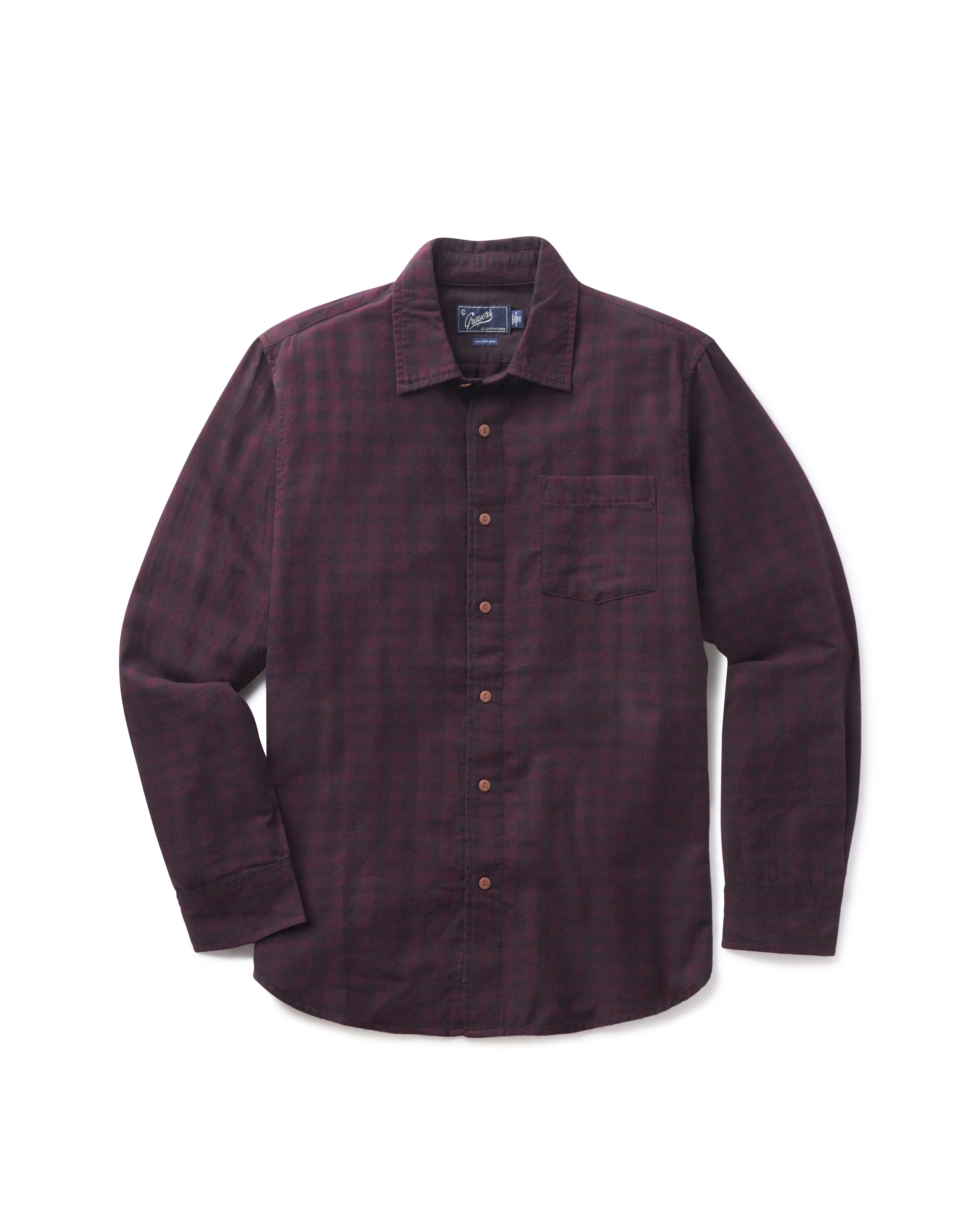 Featherweight Flannel Shirt - Raisin sold by Grayers