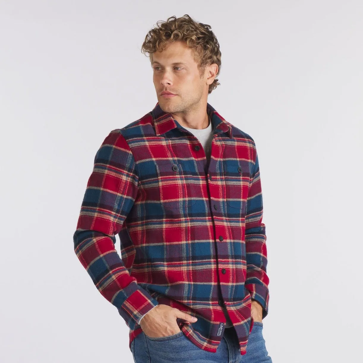 Scarboro Heritage Heavy Flannel - Red Teal Plaid sold by Grayers product image thumbnail 3