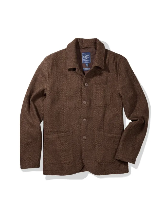 Tweed Industrial Jacket - Brown Herringbone sold by Grayers