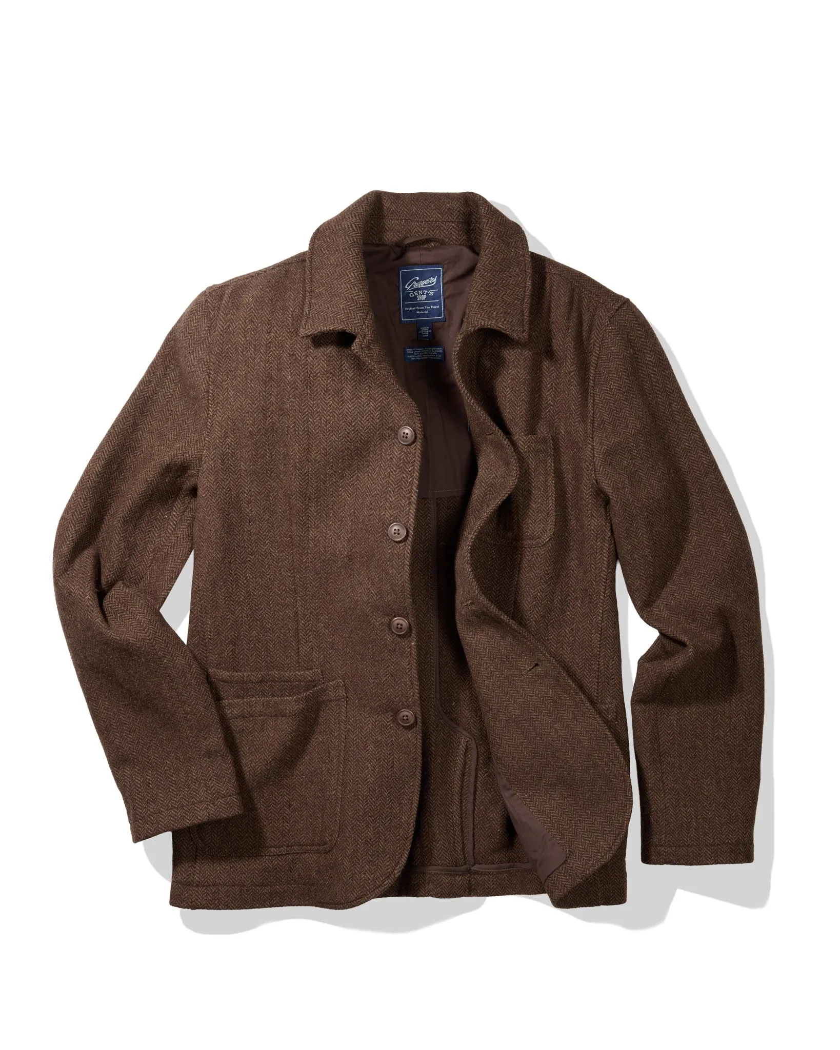 Tweed Industrial Jacket - Brown Herringbone sold by Grayers product image thumbnail 4