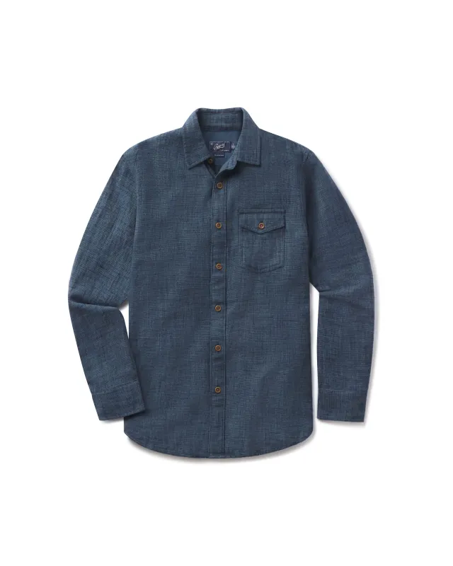 Linear Slub Twill Shirt - Deep Teal sold by Grayers