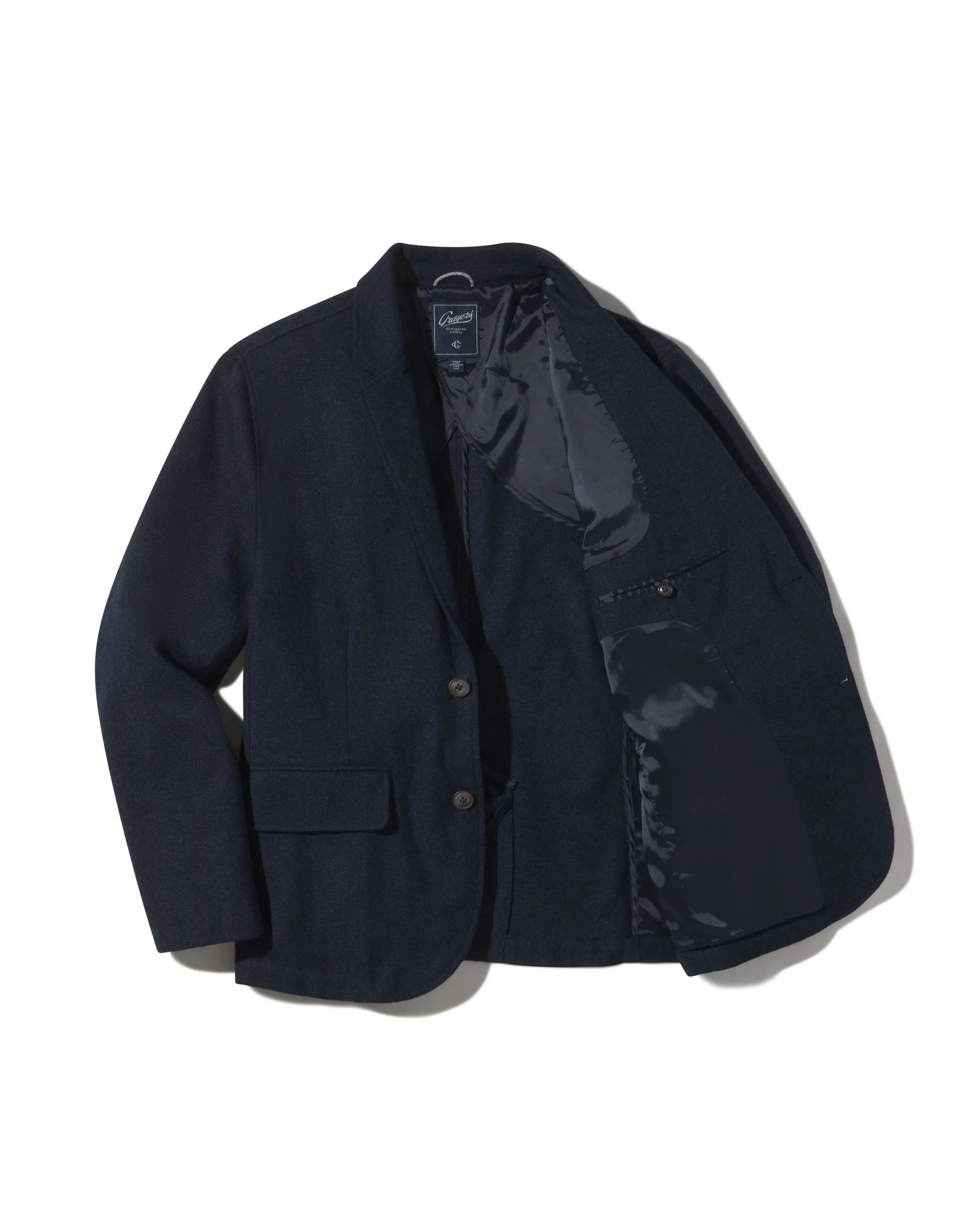 Hopsack Midweight Wool Blazer - Navy sold by Grayers product image thumbnail 4