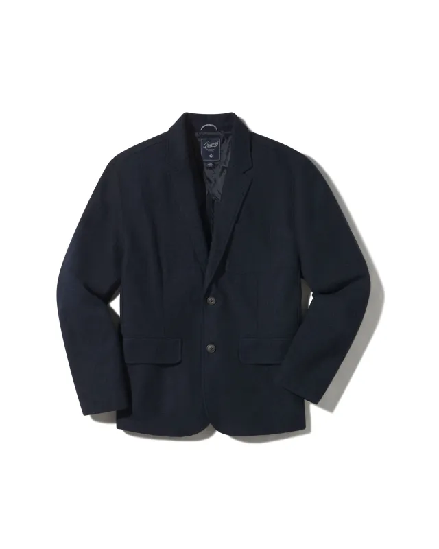 Hopsack Midweight Wool Blazer - Navy made by Grayers