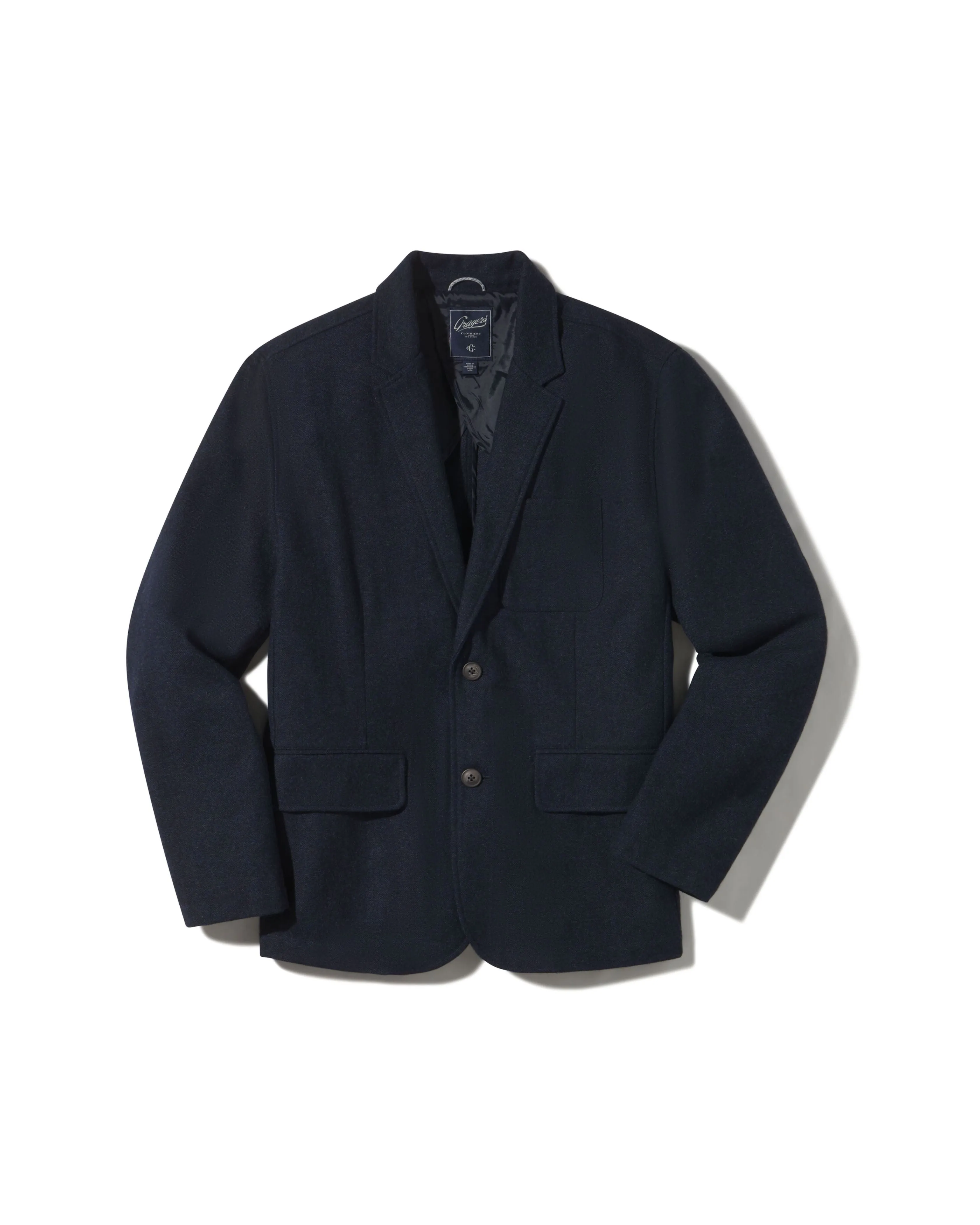 Hopsack Midweight Wool Blazer - Navy sold by Grayers