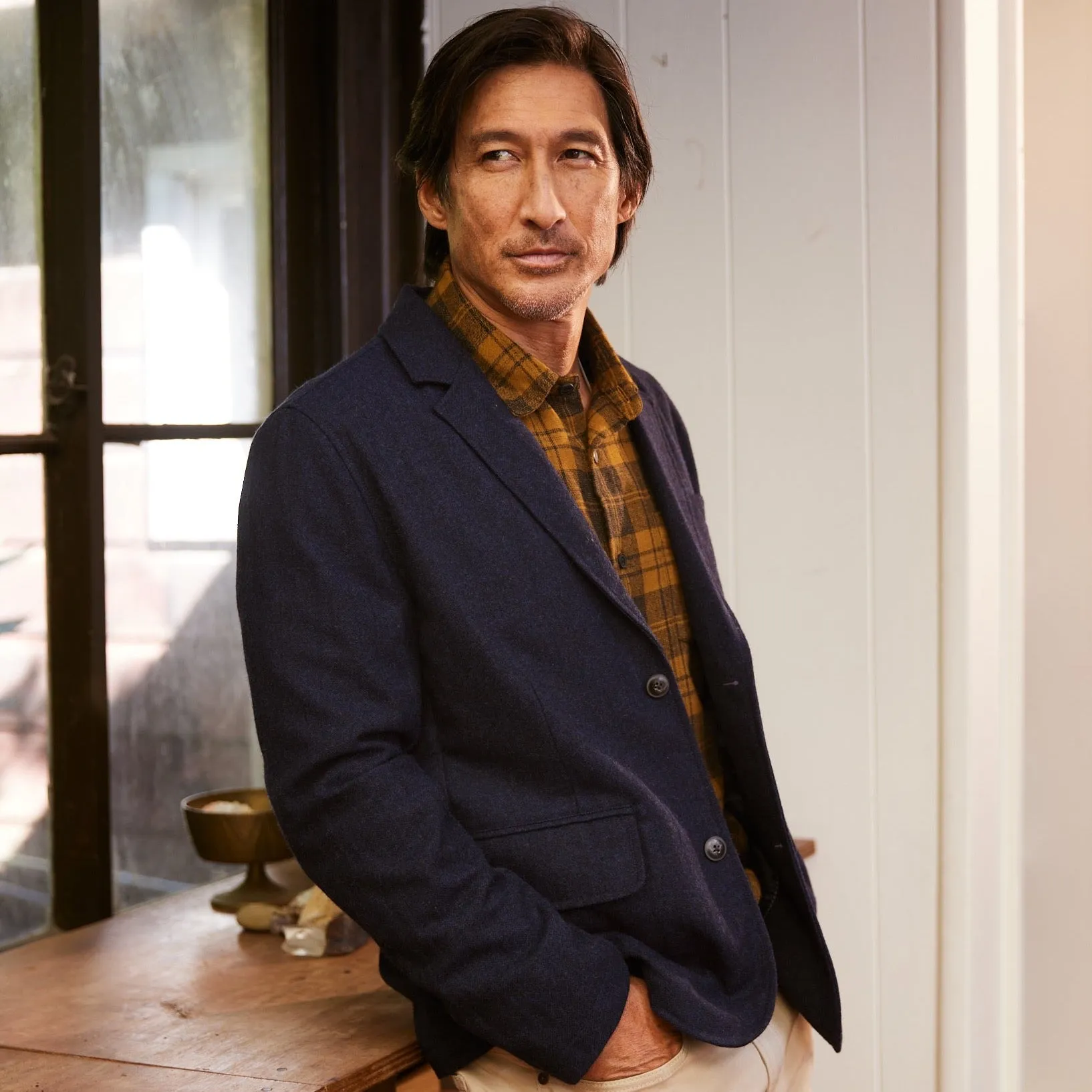 Hopsack Midweight Wool Blazer - Navy sold by Grayers product image thumbnail 3