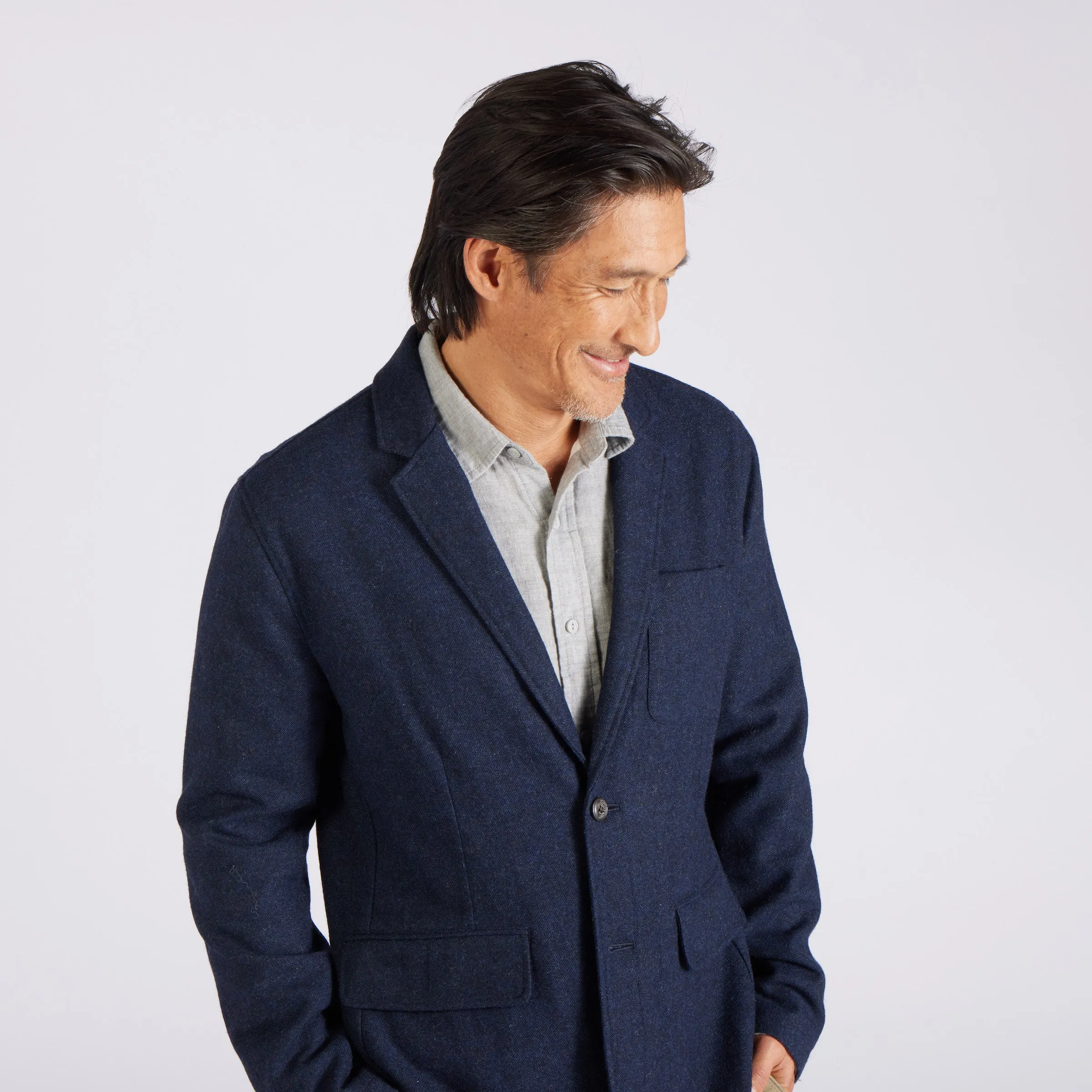 Hopsack Midweight Wool Blazer - Navy sold by Grayers product image thumbnail 5