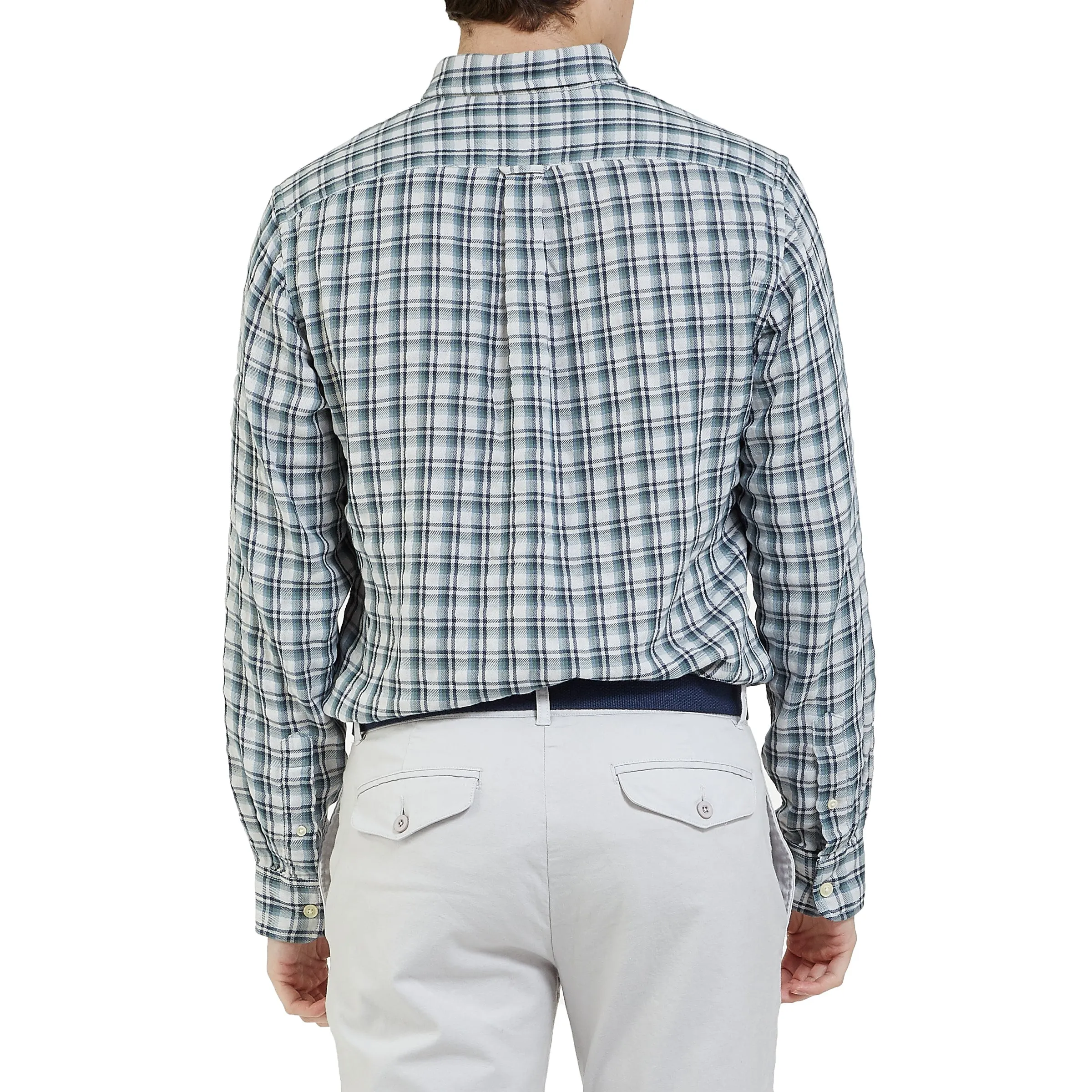 Boulder Double Cloth Shirt - Cream Green Navy (Final Sale)* sold by Grayers product image thumbnail 3