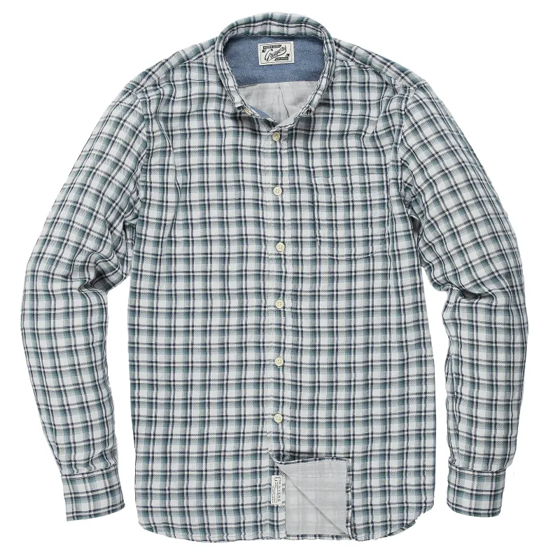 Boulder Double Cloth Shirt - Cream Green Navy (Final Sale)* sold by Grayers