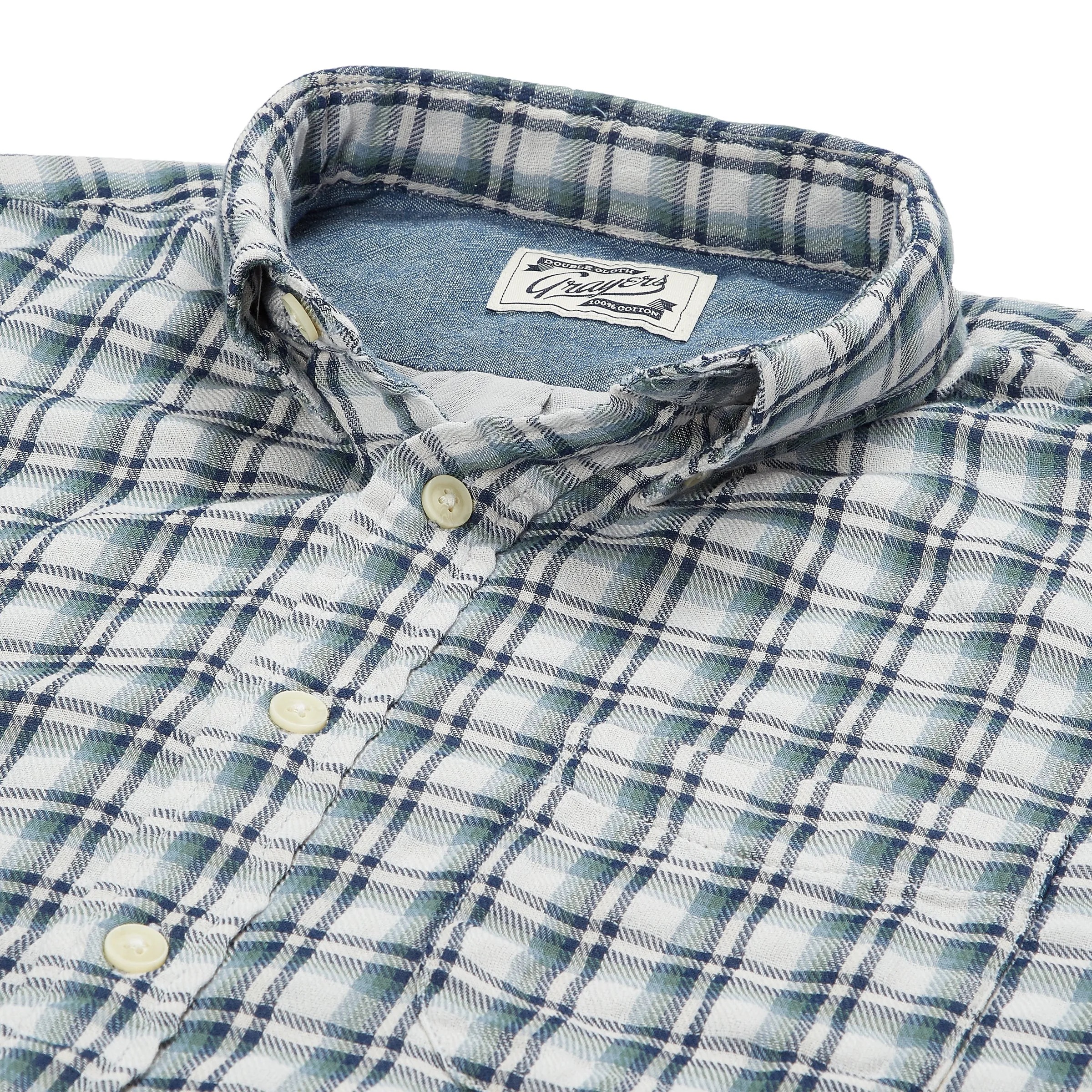 Boulder Double Cloth Shirt - Cream Green Navy (Final Sale)* sold by Grayers product image thumbnail 4