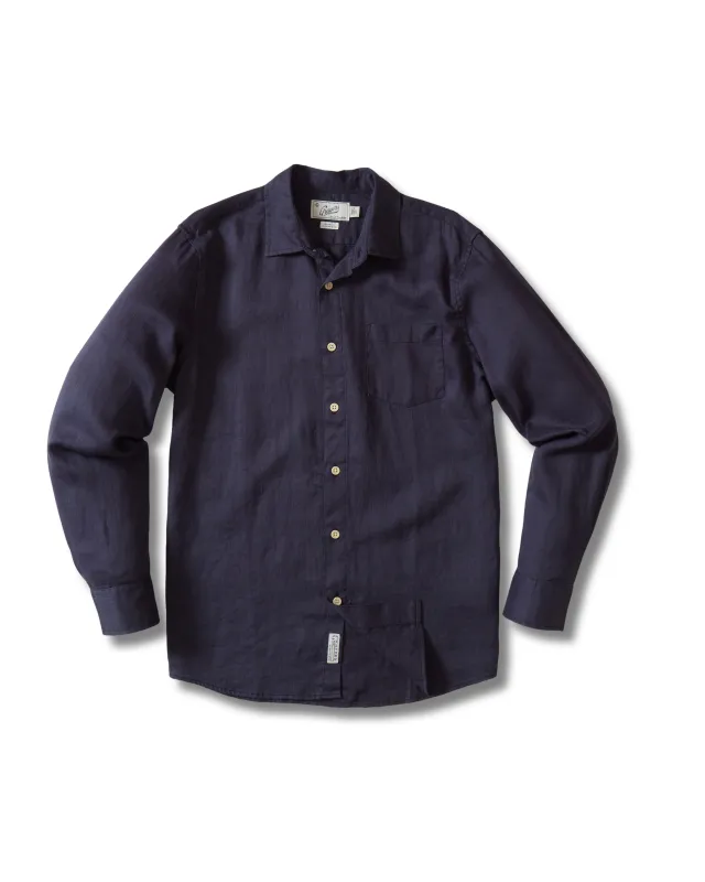 Amalfi Textured Linen Cotton Shirt - Blue Steel made by Grayers