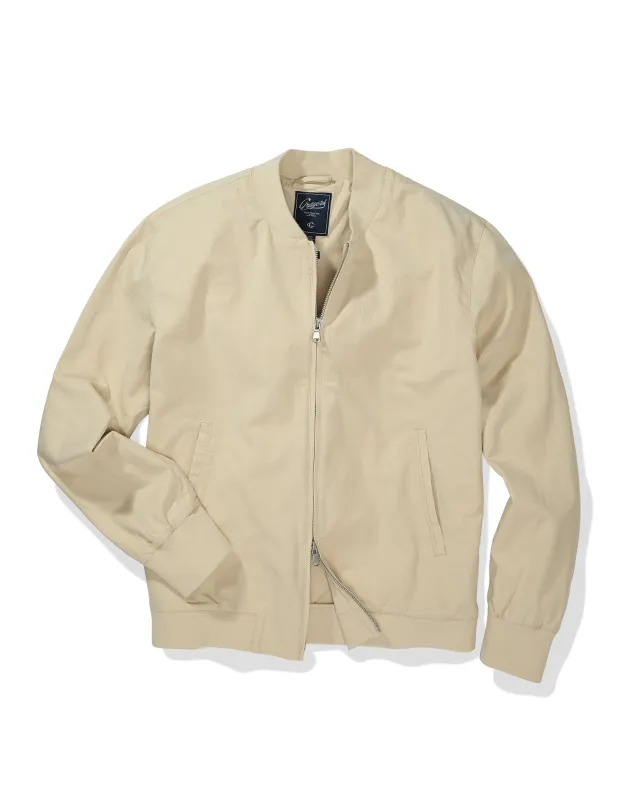 Conrad Cotton Linen Bomber - Light Khaki made by Grayers