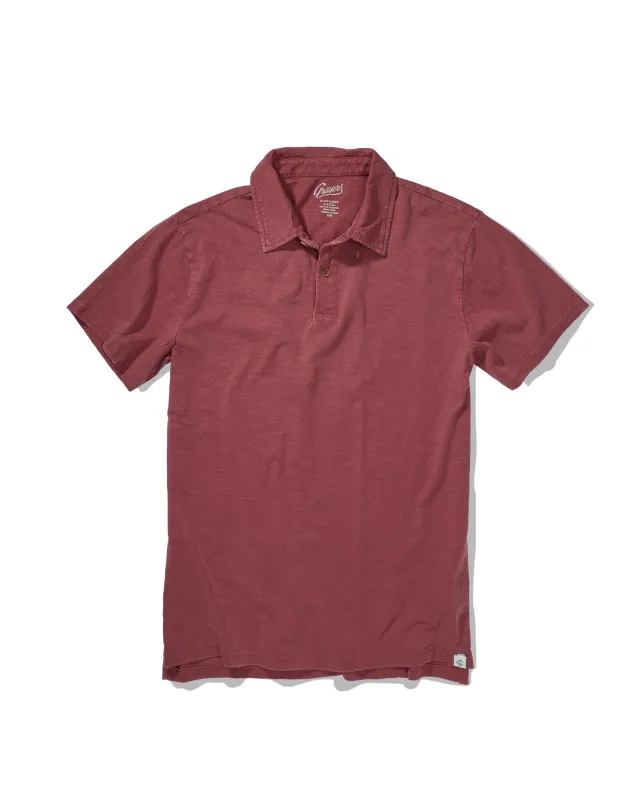 Sunwashed 2 Button Polo - Marsala made by Grayers