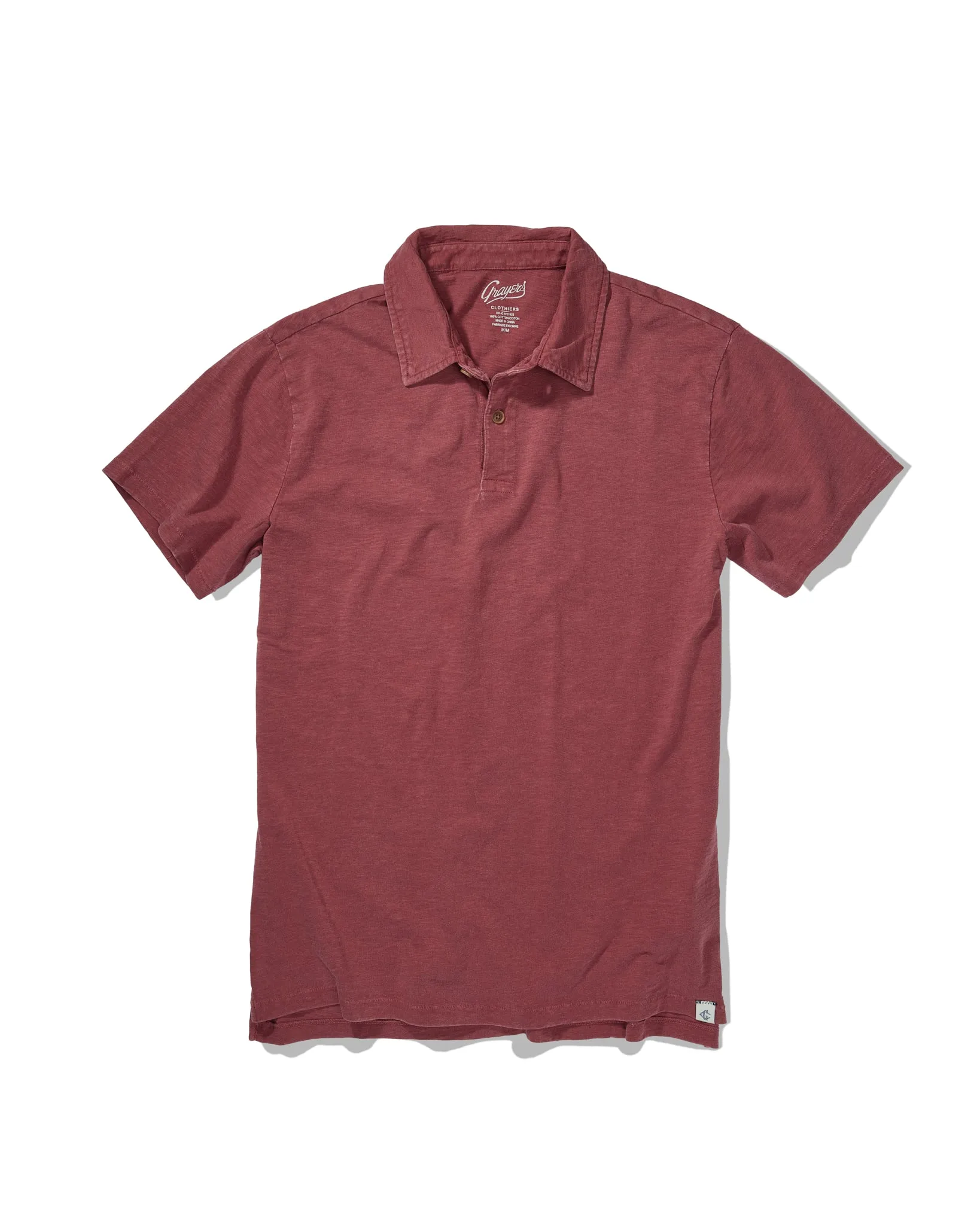 Sunwashed 2 Button Polo - Marsala sold by Grayers