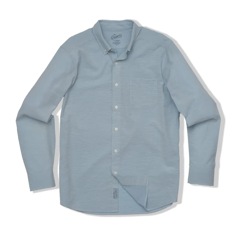 Malibu Textured Stretch Poplin  Shirt - Sky Blue made by Grayers