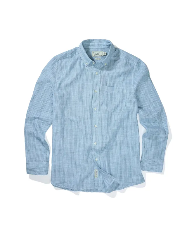 The Weaver's Stripe Shirt - Navy Cream sold by Grayers