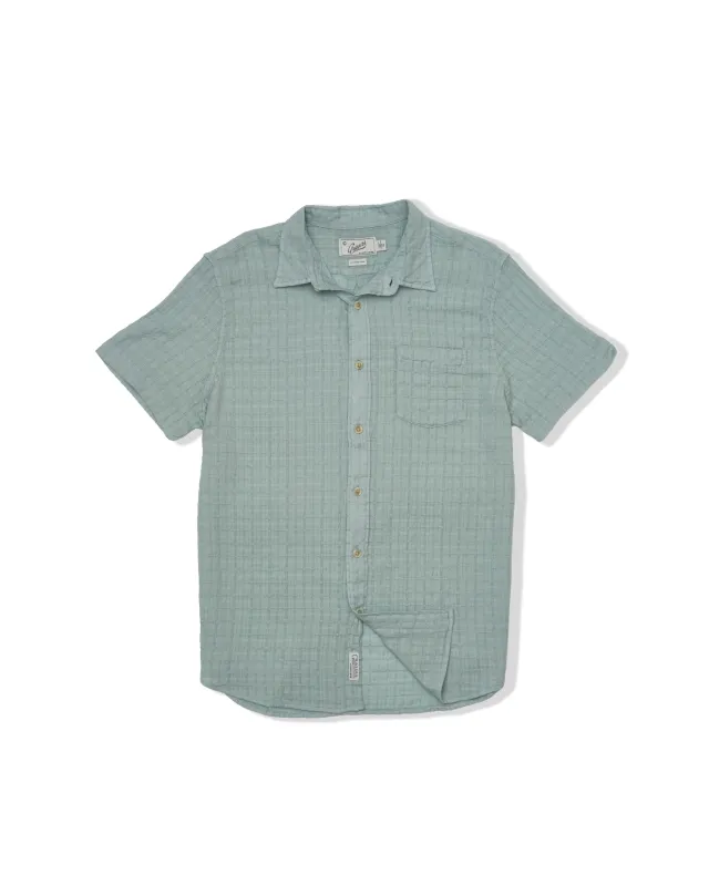 Bamboo Dobby Short Sleeve Shirt - Abyss sold by Grayers
