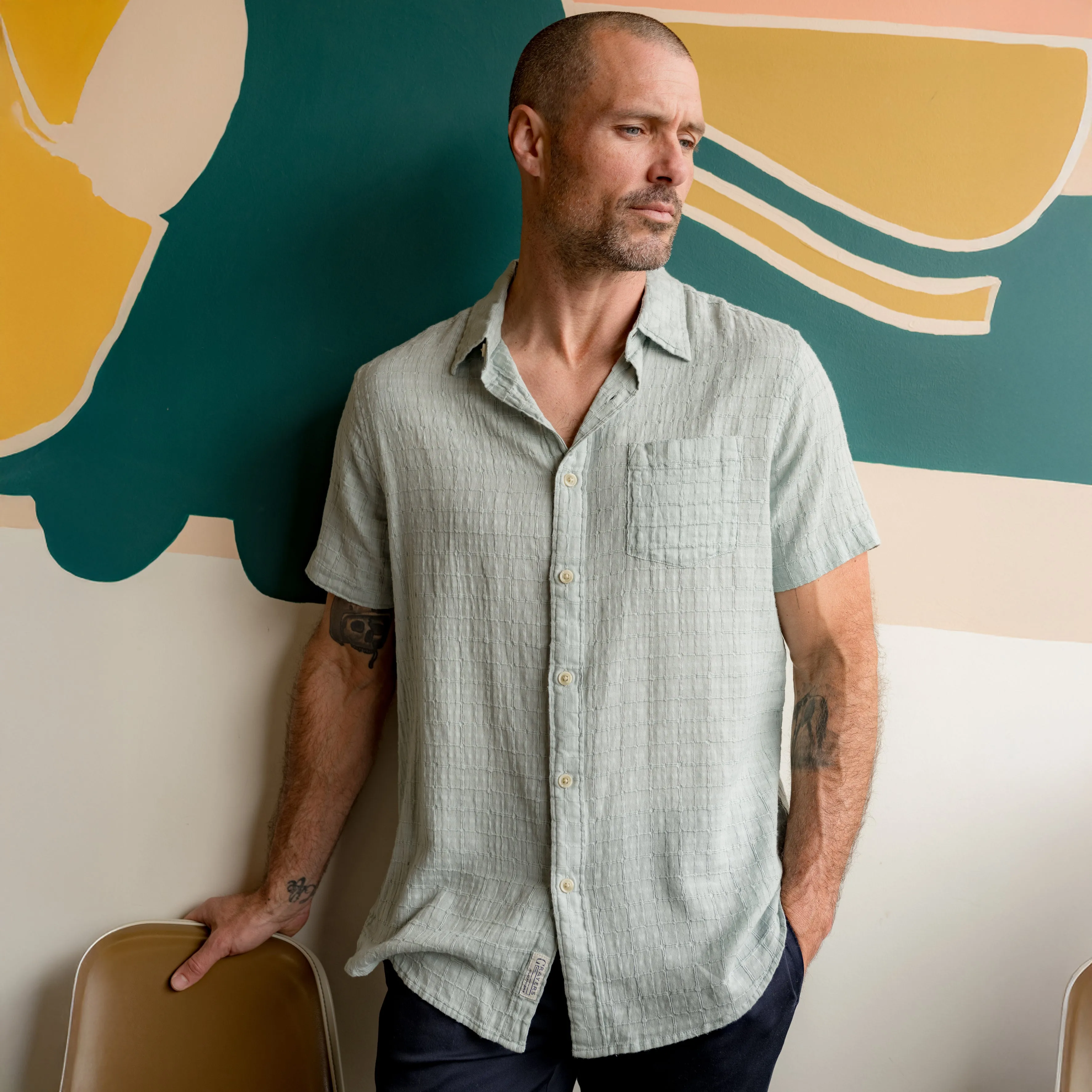 Bamboo Dobby Short Sleeve Shirt - Abyss sold by Grayers product image thumbnail 5