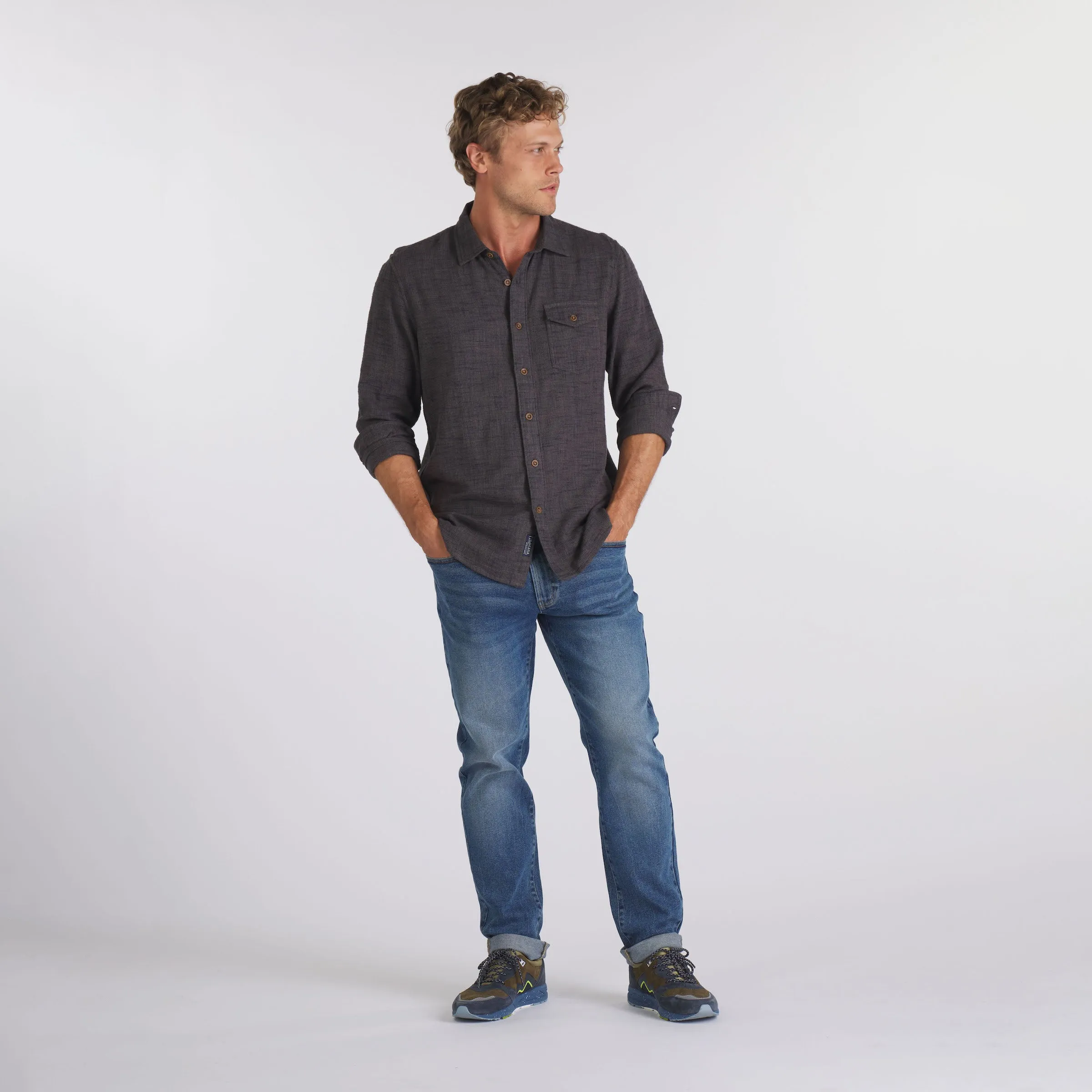 Linear Slub Twill Shirt - Forged Iron sold by Grayers product image thumbnail 4