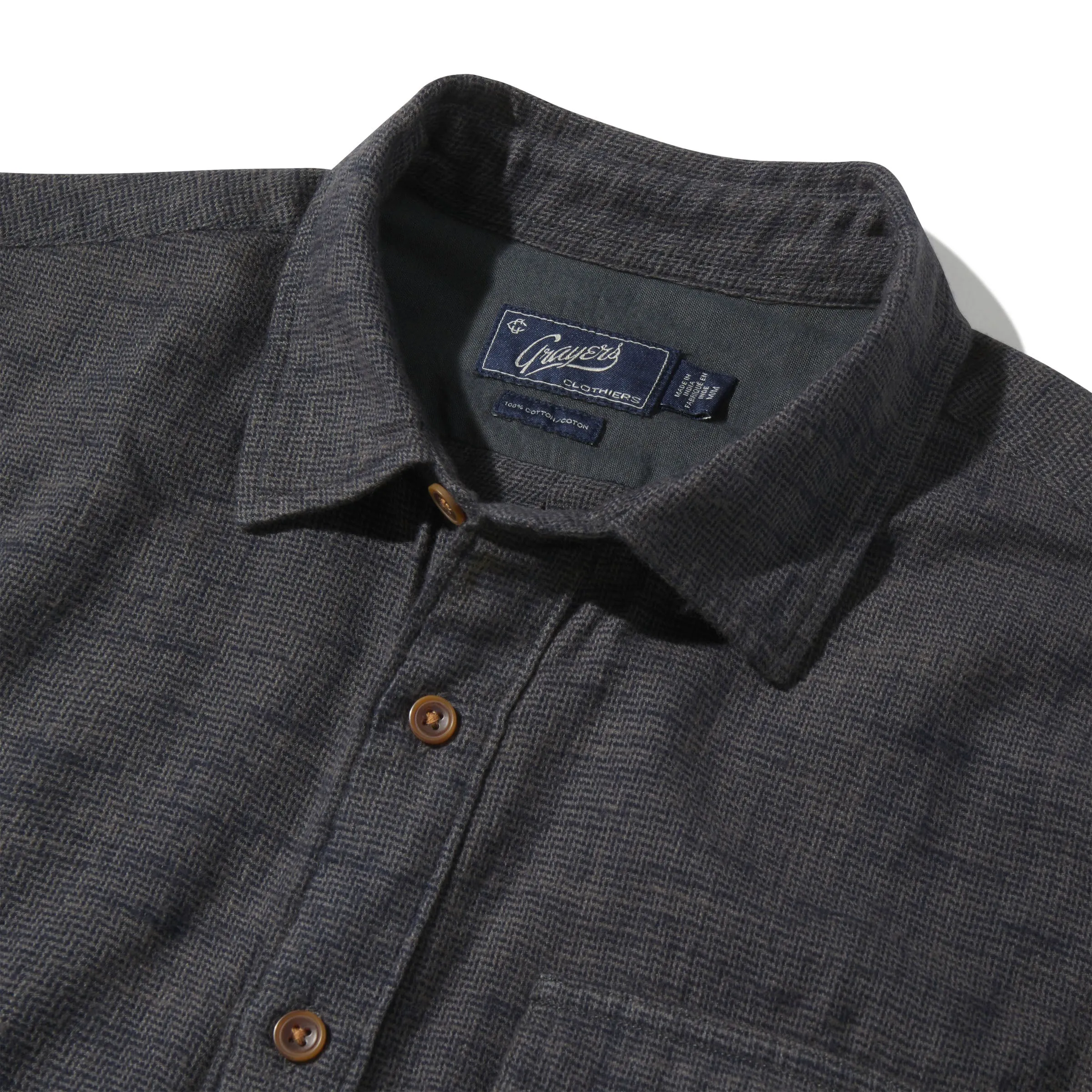 Linear Slub Twill Shirt - Forged Iron sold by Grayers product image thumbnail 3