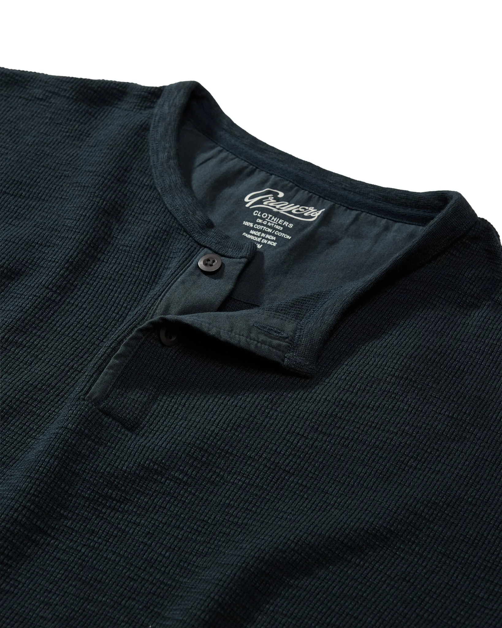 Clint Waffle Cotton Short Sleeve Henley - Dark Navy sold by Grayers product image thumbnail 2