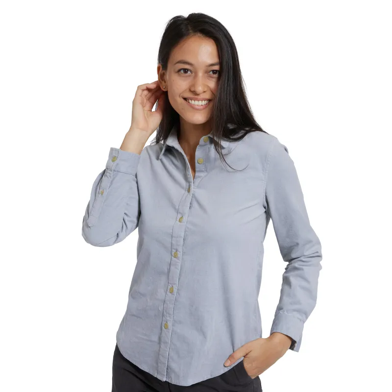 Annabela Slim Fit Stretch Corduroy Shirts - Gray (Final Sale) sold by Grayers