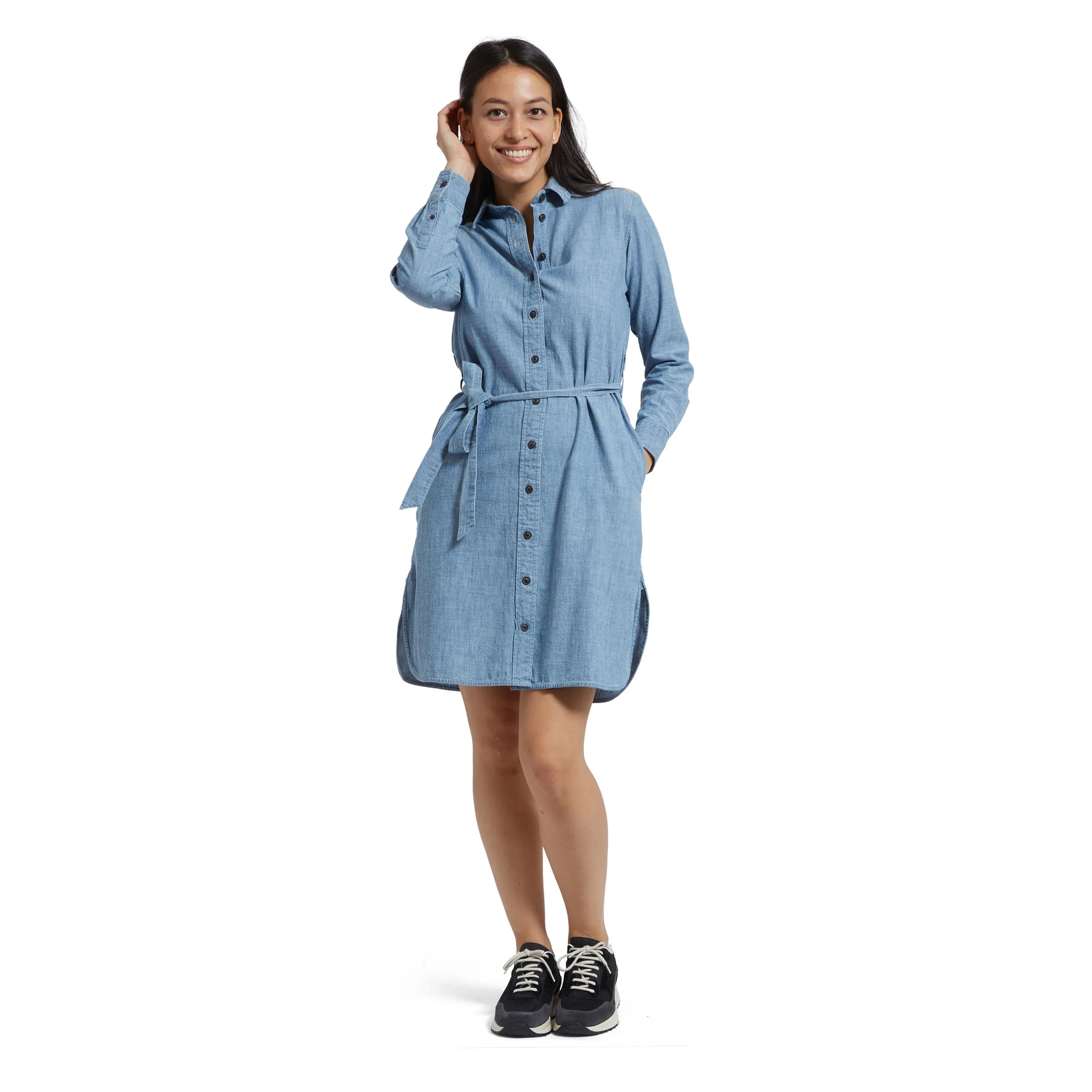 Mimi Chambray Shirt Dress - Light Blue (Final Sale) sold by Grayers