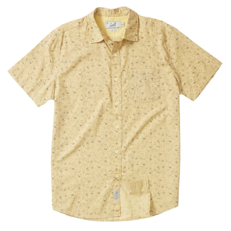 Micro Leaf Print Slub Poplin Shirt - New Wheat Print (Final Sale)* sold by Grayers