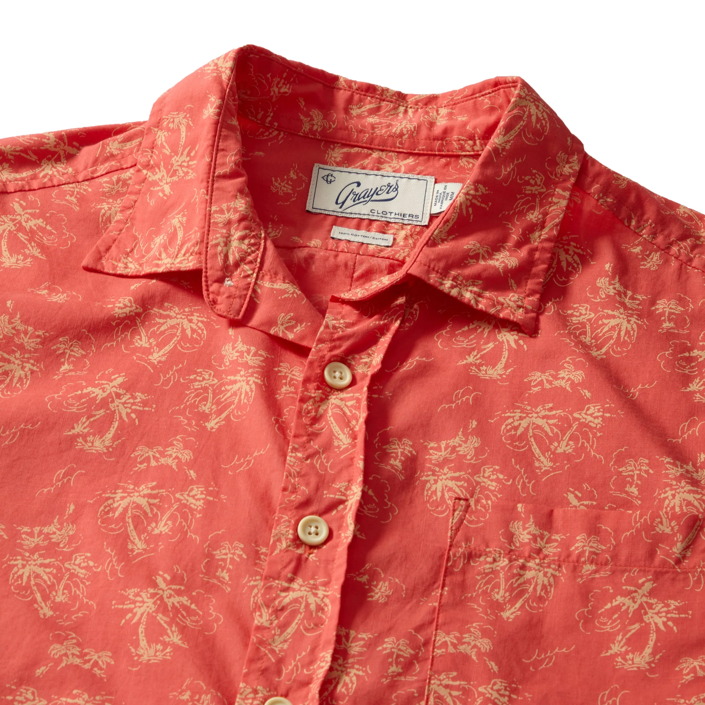 Printed Lightweight Poplin Shirt - Arabesque Leaf Print (Final Sale)* sold by Grayers product image thumbnail 2