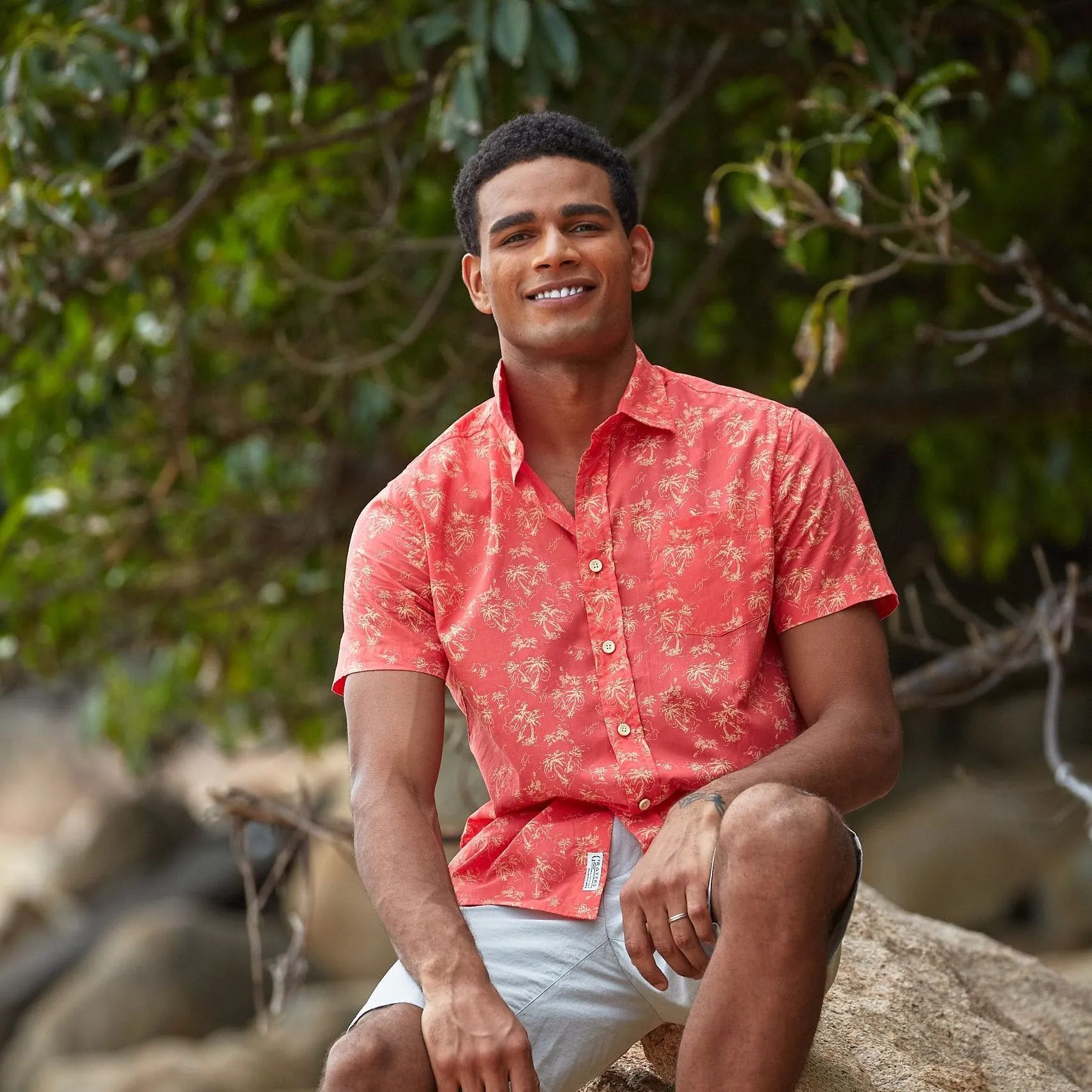 Printed Lightweight Poplin Shirt - Arabesque Leaf Print (Final Sale)* sold by Grayers product image thumbnail 3