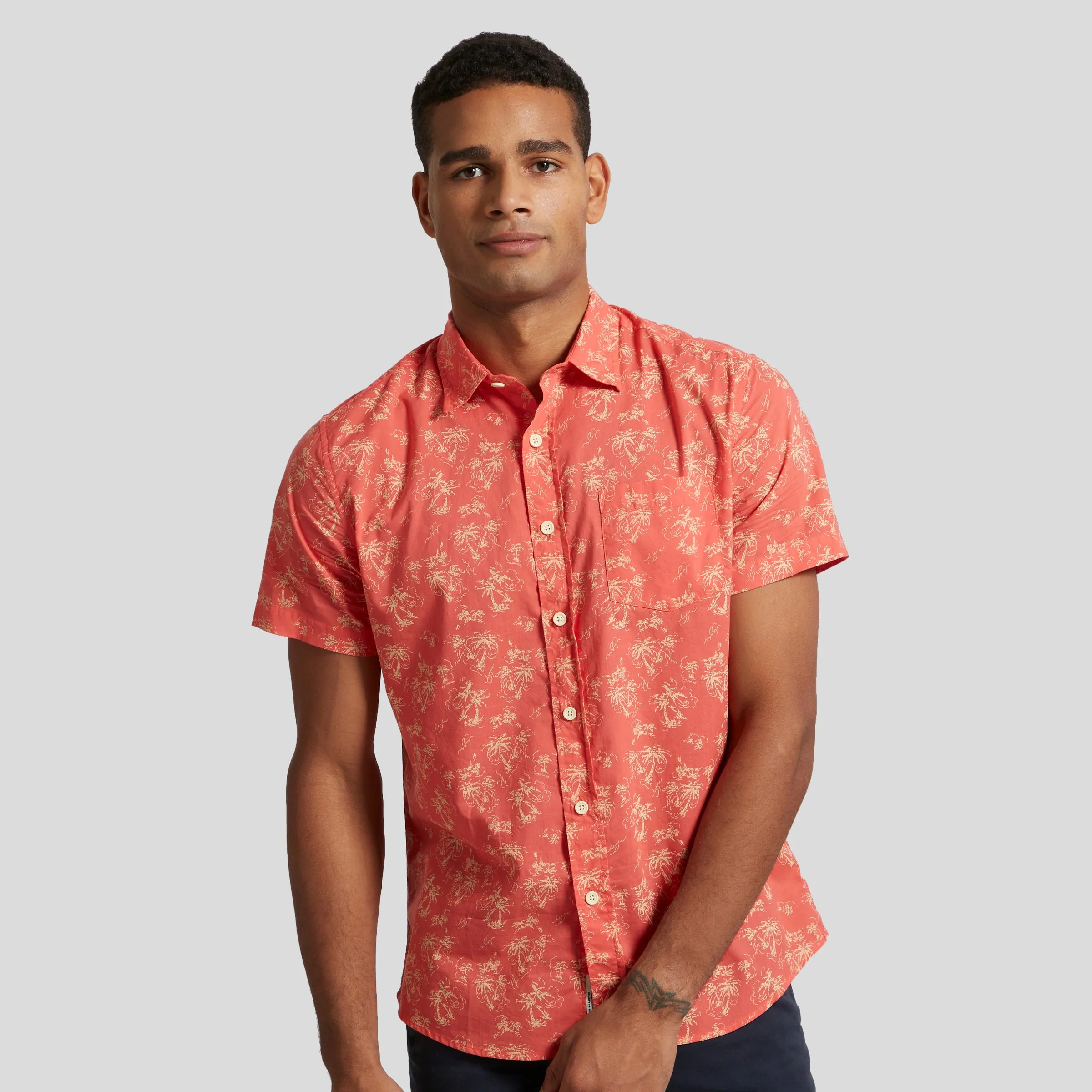 Printed Lightweight Poplin Shirt - Arabesque Leaf Print (Final Sale)* sold by Grayers product image thumbnail 5