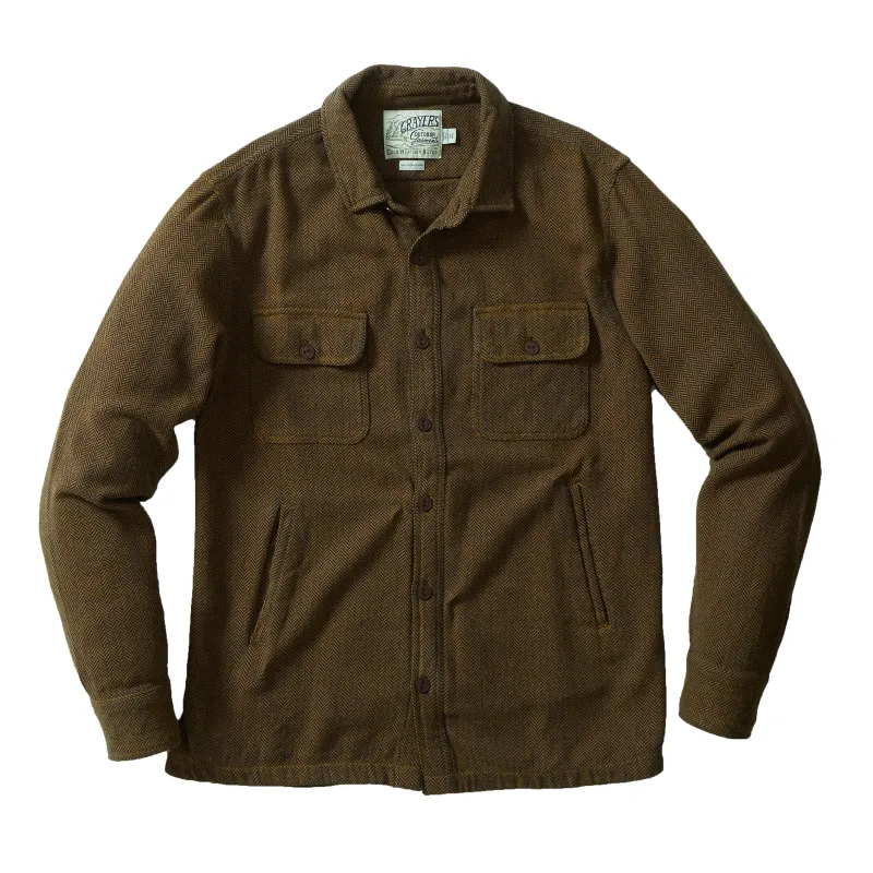 Eureka Heavyweight Shirt Jacket - Mustard Herringbone Twill (Final Sale)* sold by Grayers